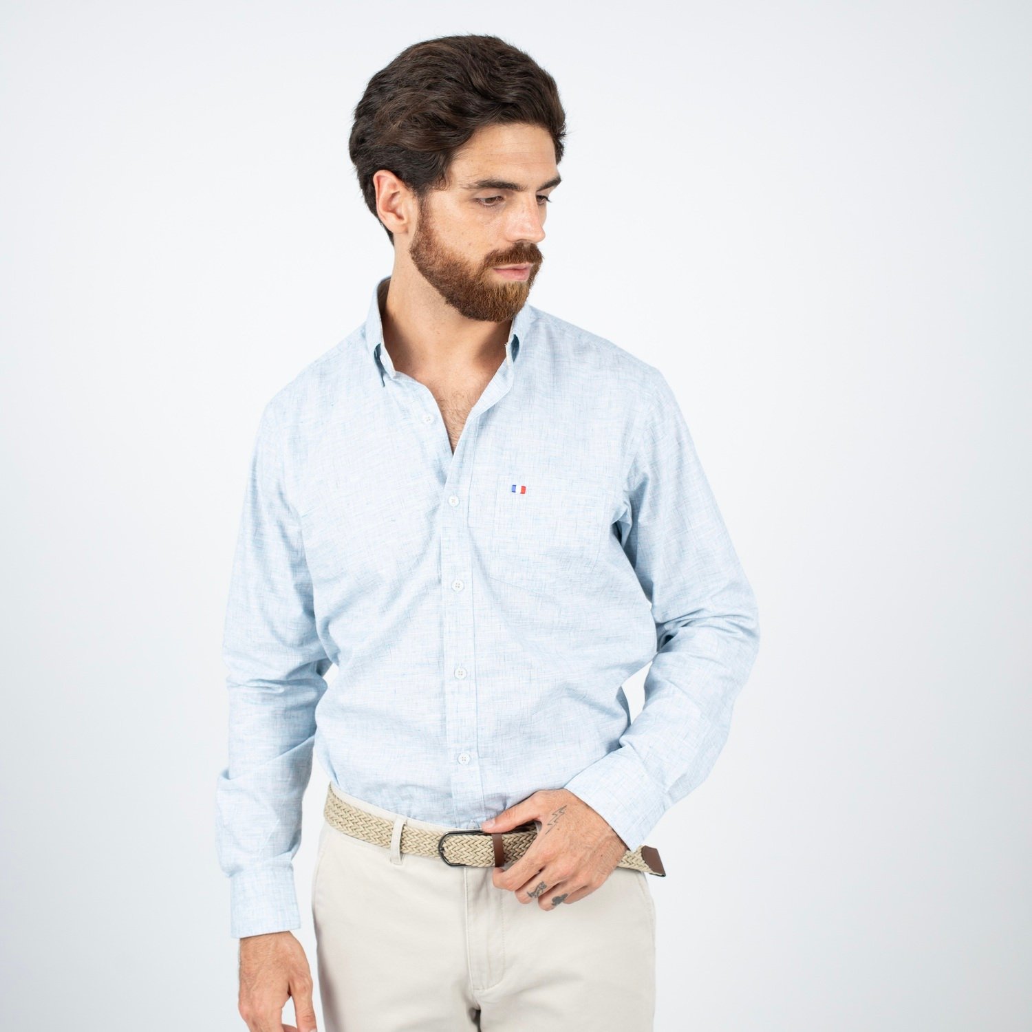 CAMISA ML VESTIR ETIQUETA AZUL PC-6009CAA