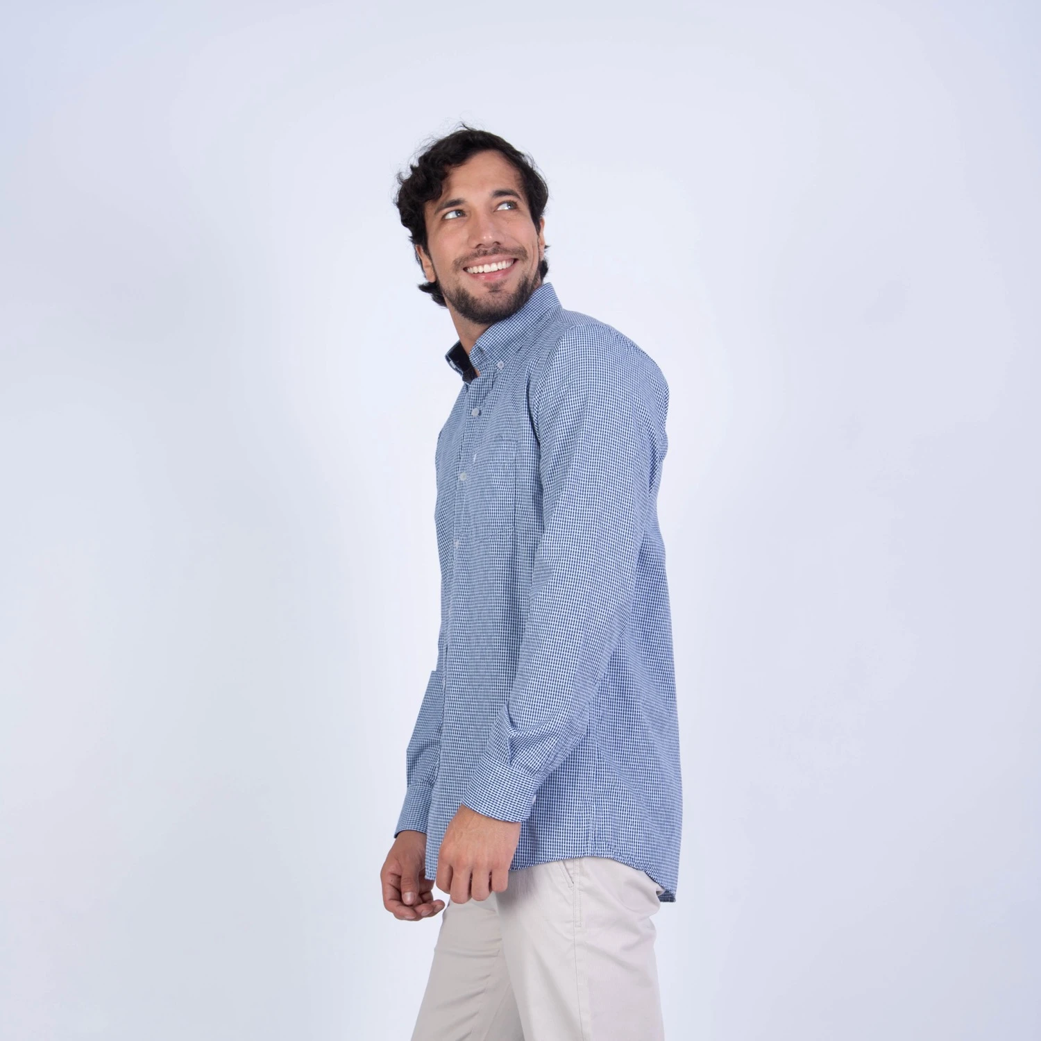 Camisa ML Color Entero ETQ AZUL con cuello frances PC-61600CA - Imagen 6