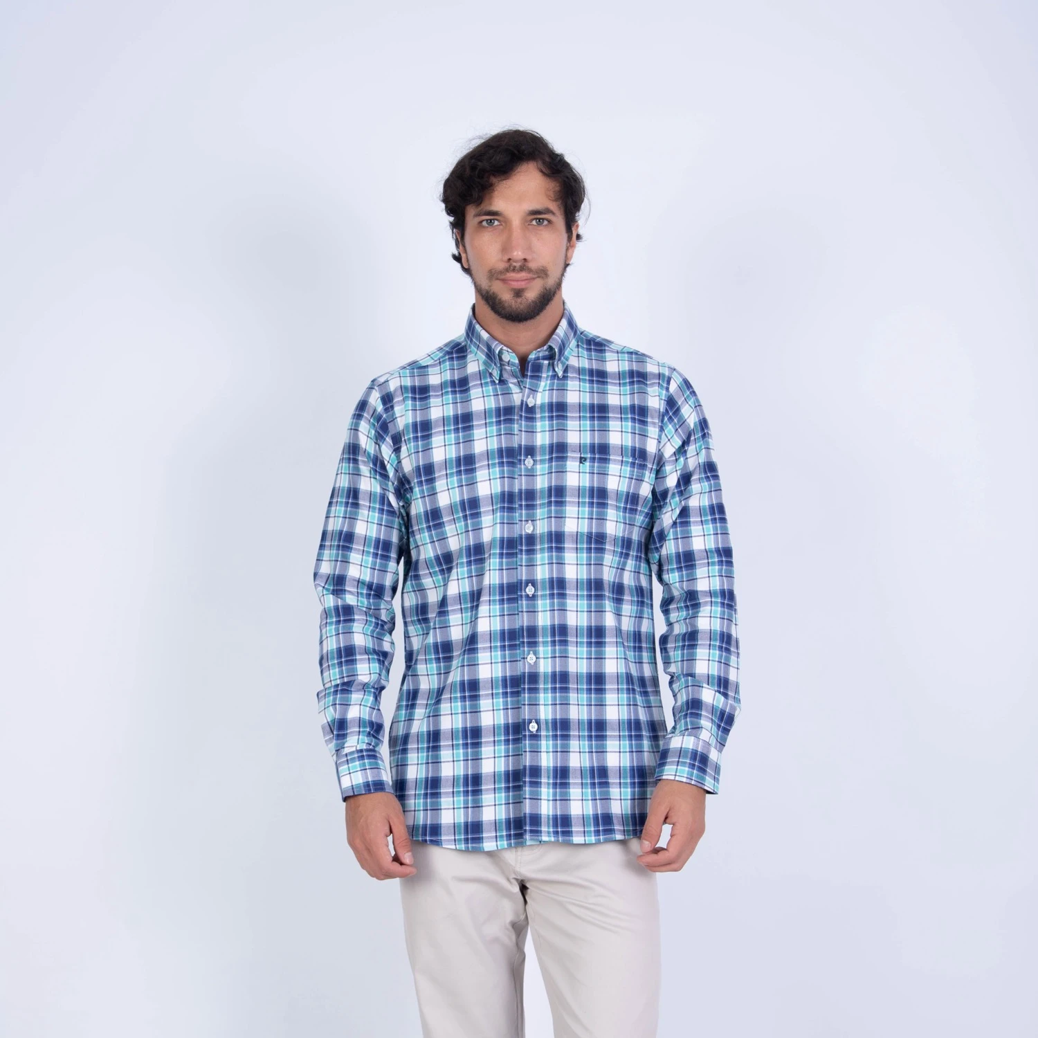 Camisa ML Sport con Cuello Frances ETQ AZUL PC-61603CA - Imagen 6
