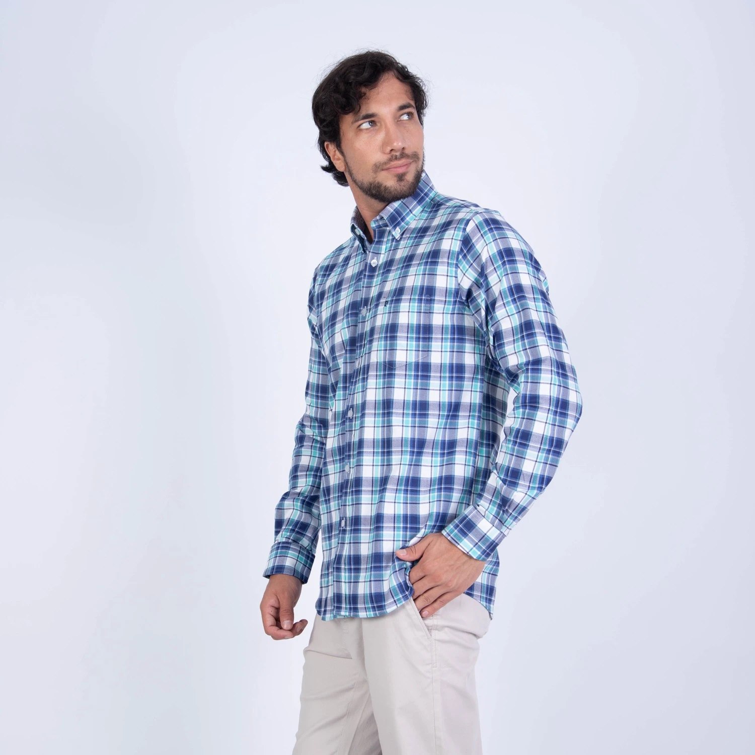 Camisa ML Sport con Cuello Frances ETQ AZUL PC-61603CA - Imagen 2