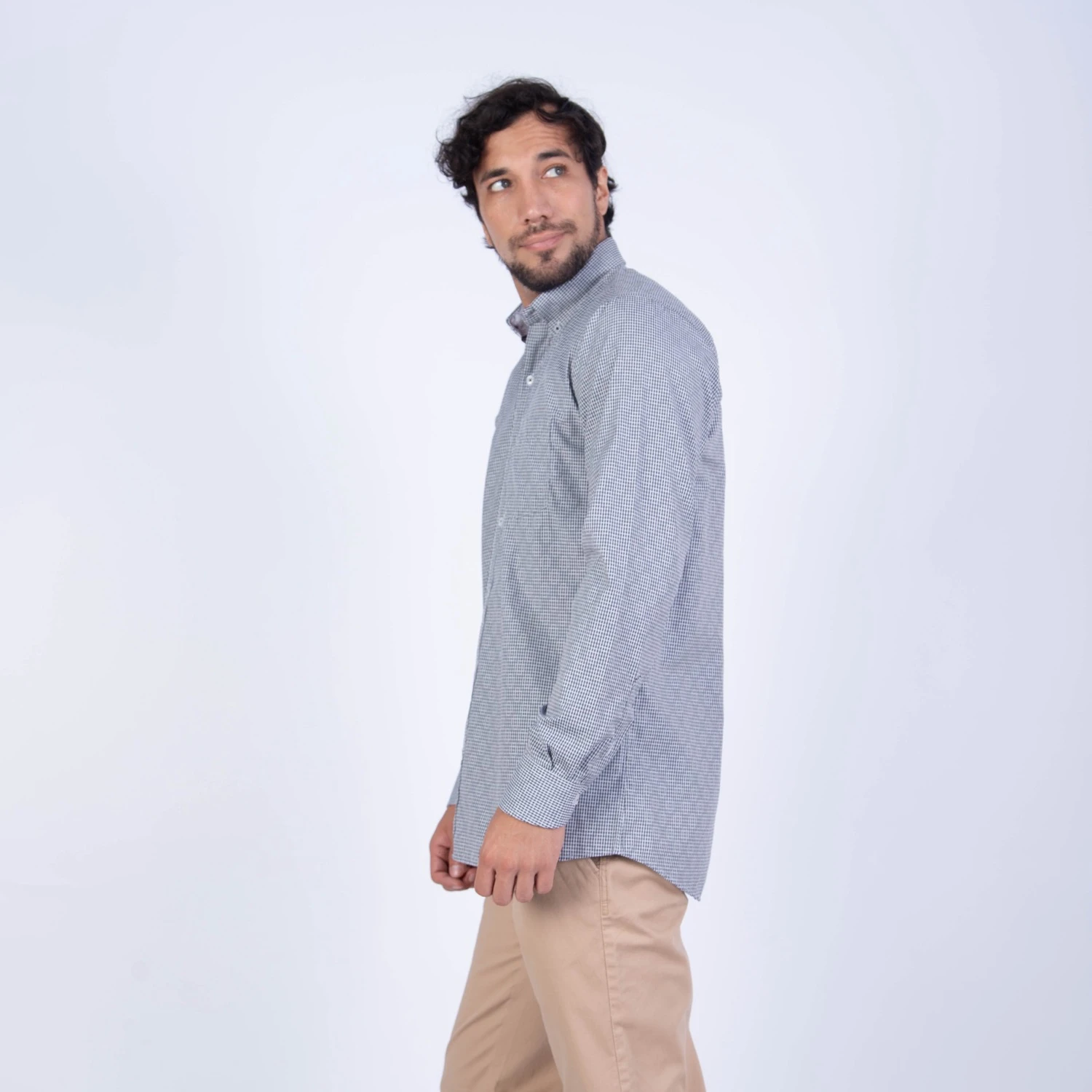 Camisa ML Color Entero ETQ AZUL con cuello frances PC-61600CA - Imagen 12