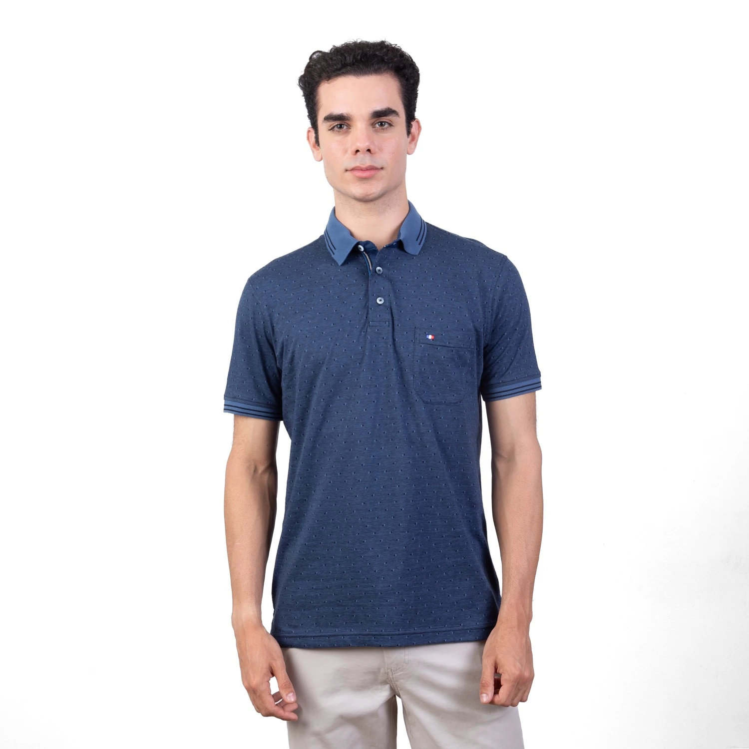 Polo MC Box Mini Jacquard Etiqueta Azul PC-6220PO - Imagen 12
