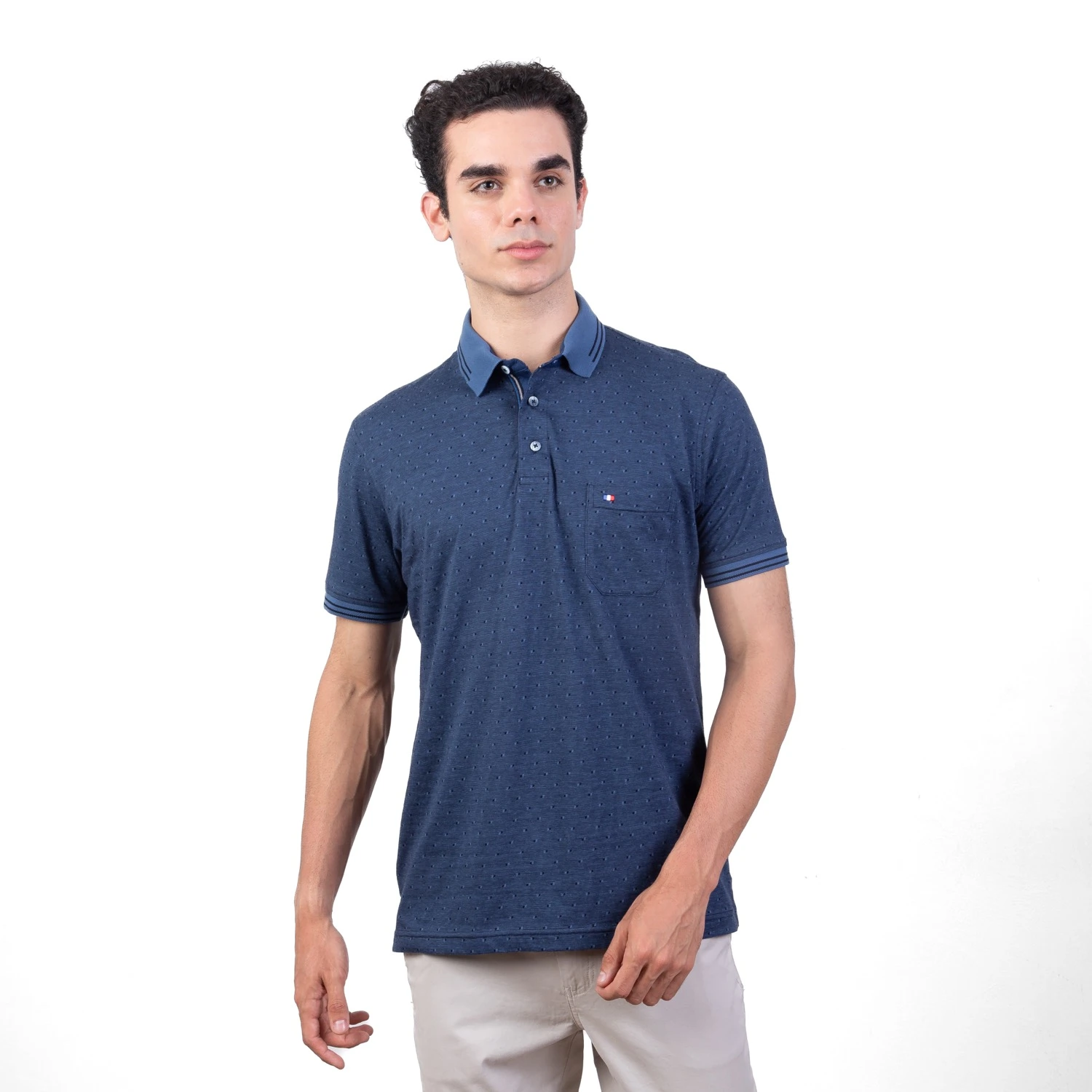 Polo MC Box Mini Jacquard Etiqueta Azul PC-6220PO - Imagen 11