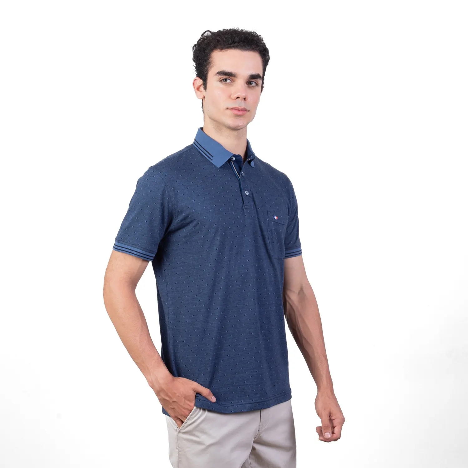 Polo MC Box Mini Jacquard Etiqueta Azul PC-6220PO - Imagen 10