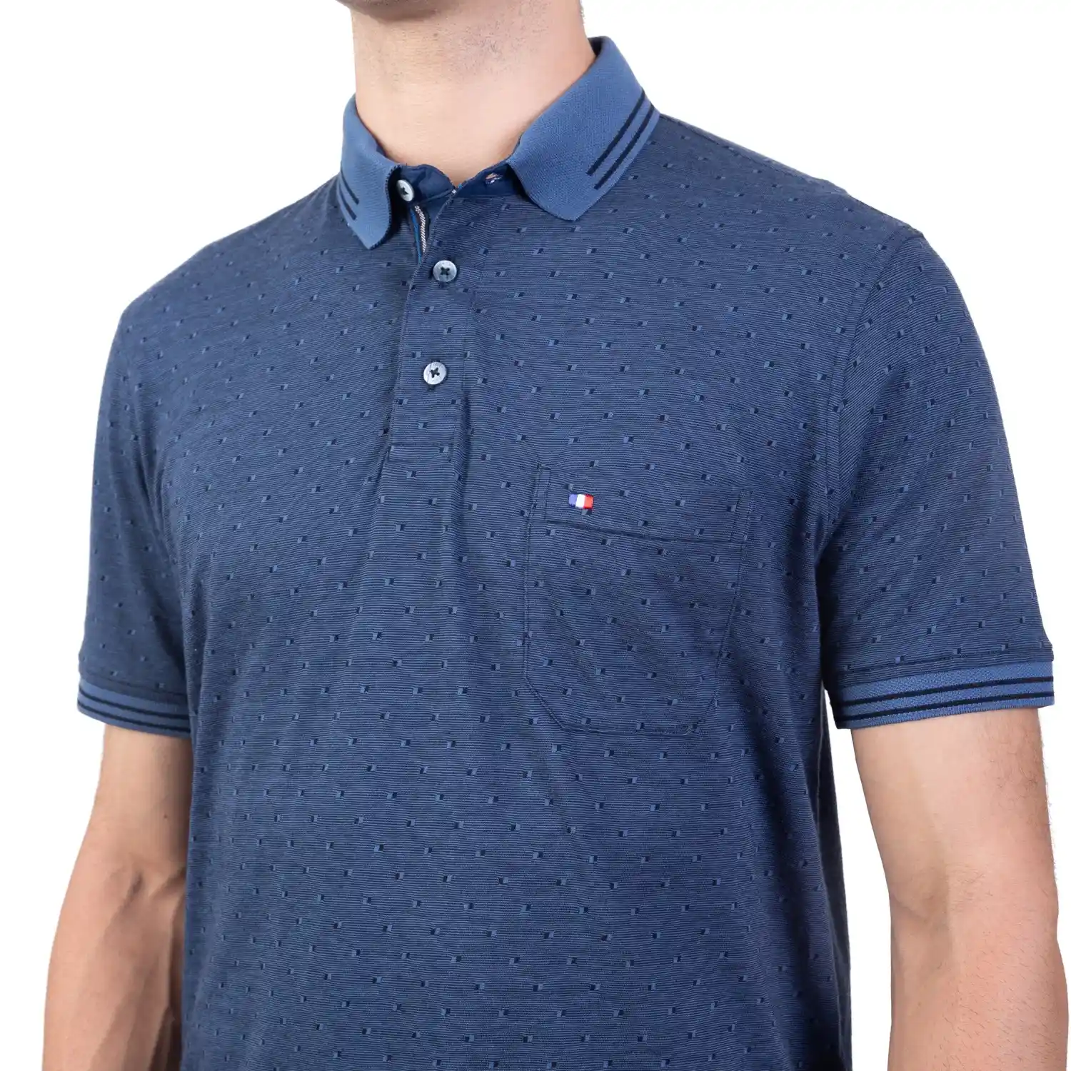 Polo MC Box Mini Jacquard Etiqueta Azul PC-6220PO - Imagen 8