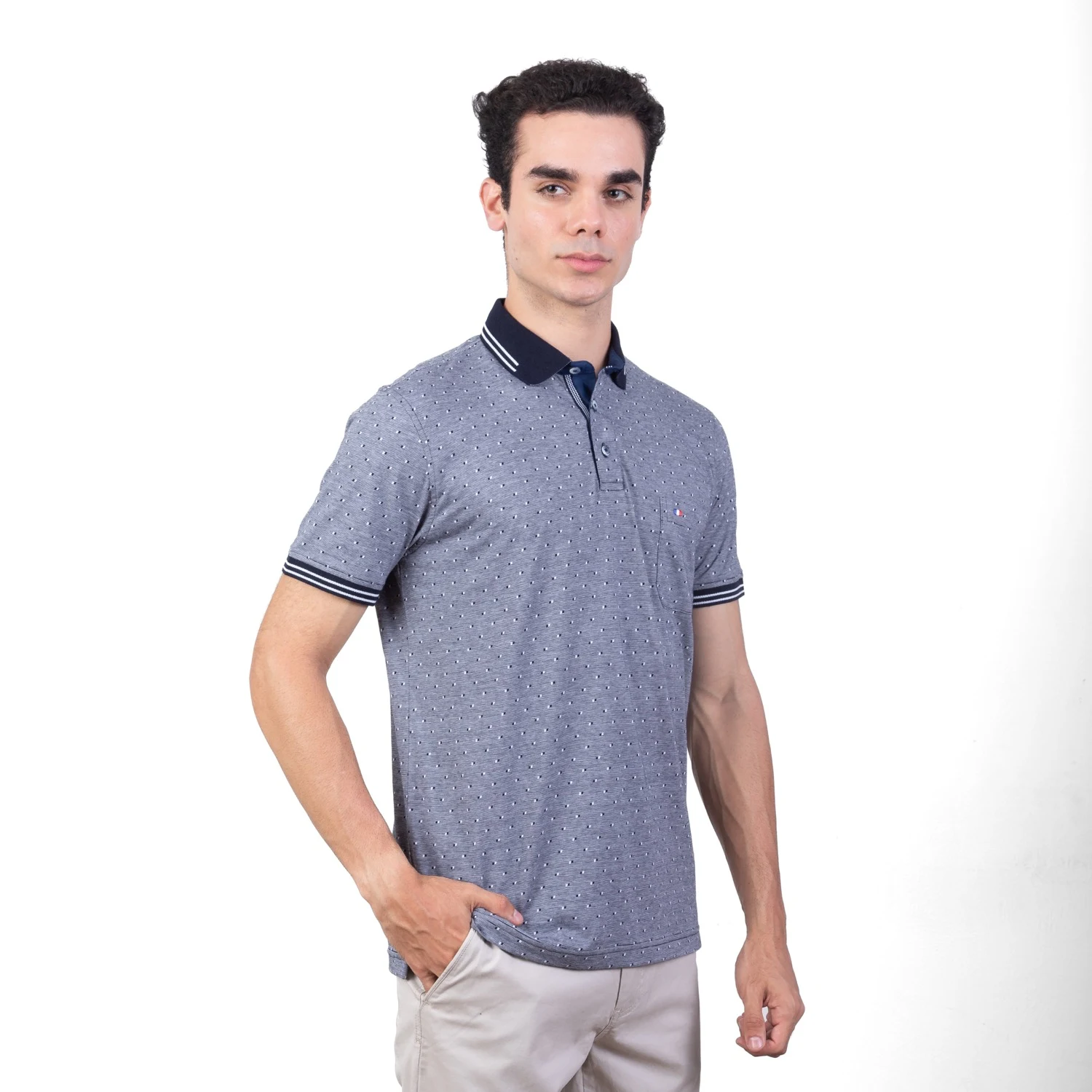 Polo MC Box Mini Jacquard Etiqueta Azul PC-6220PO - Imagen 14