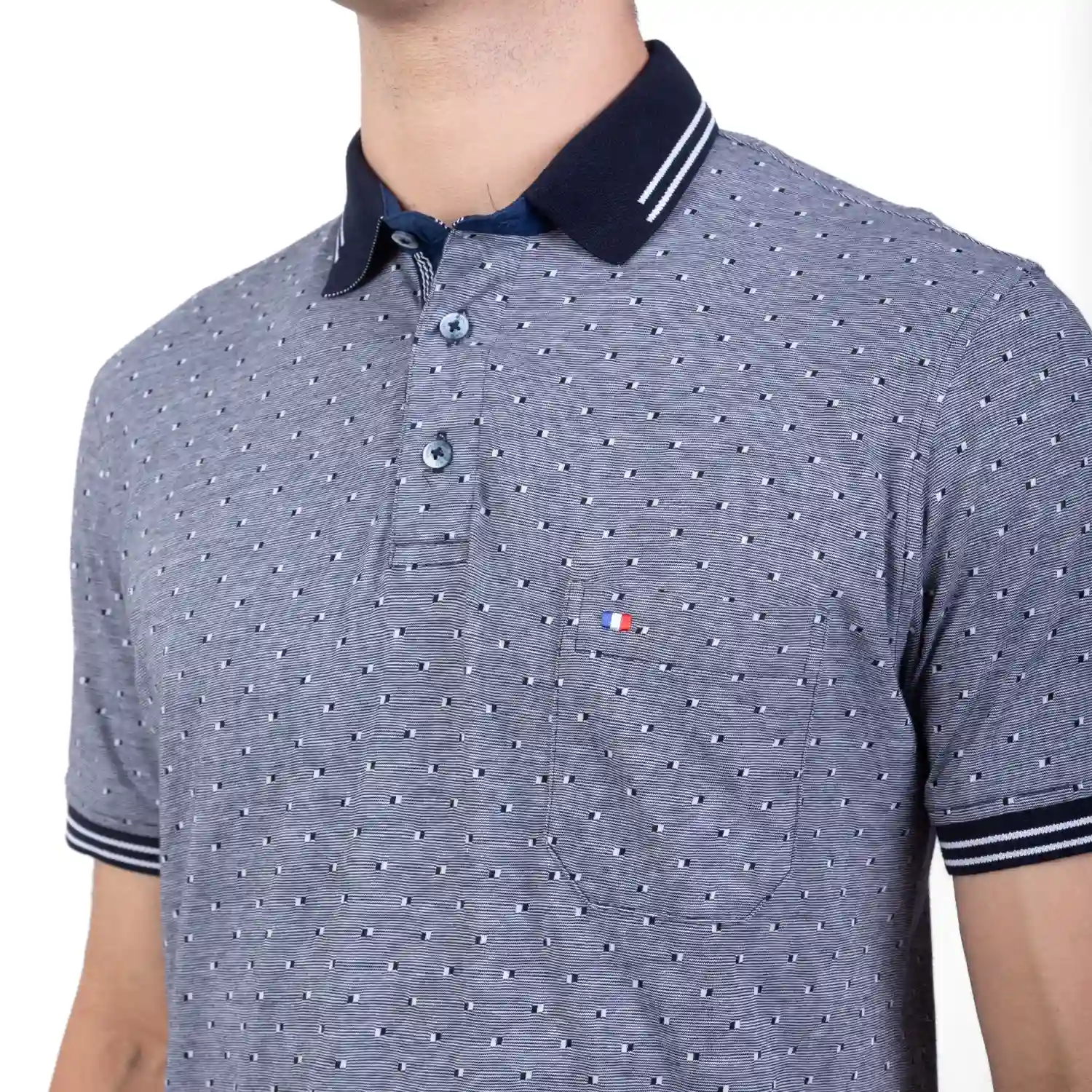 Polo MC Box Mini Jacquard Etiqueta Azul PC-6220PO - Imagen 2