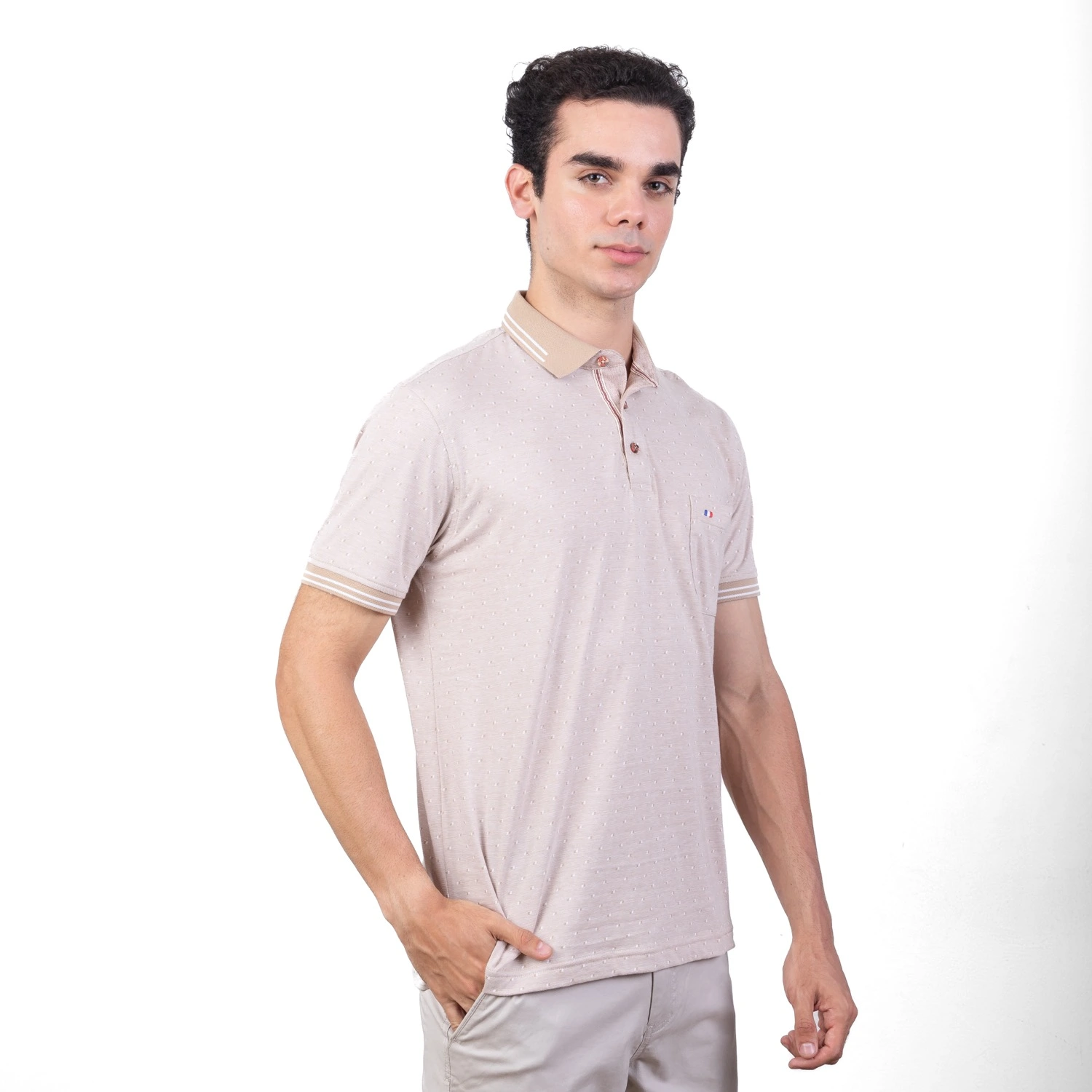 Polo MC Box Mini Jacquard Etiqueta Azul PC-6220PO - Imagen 5