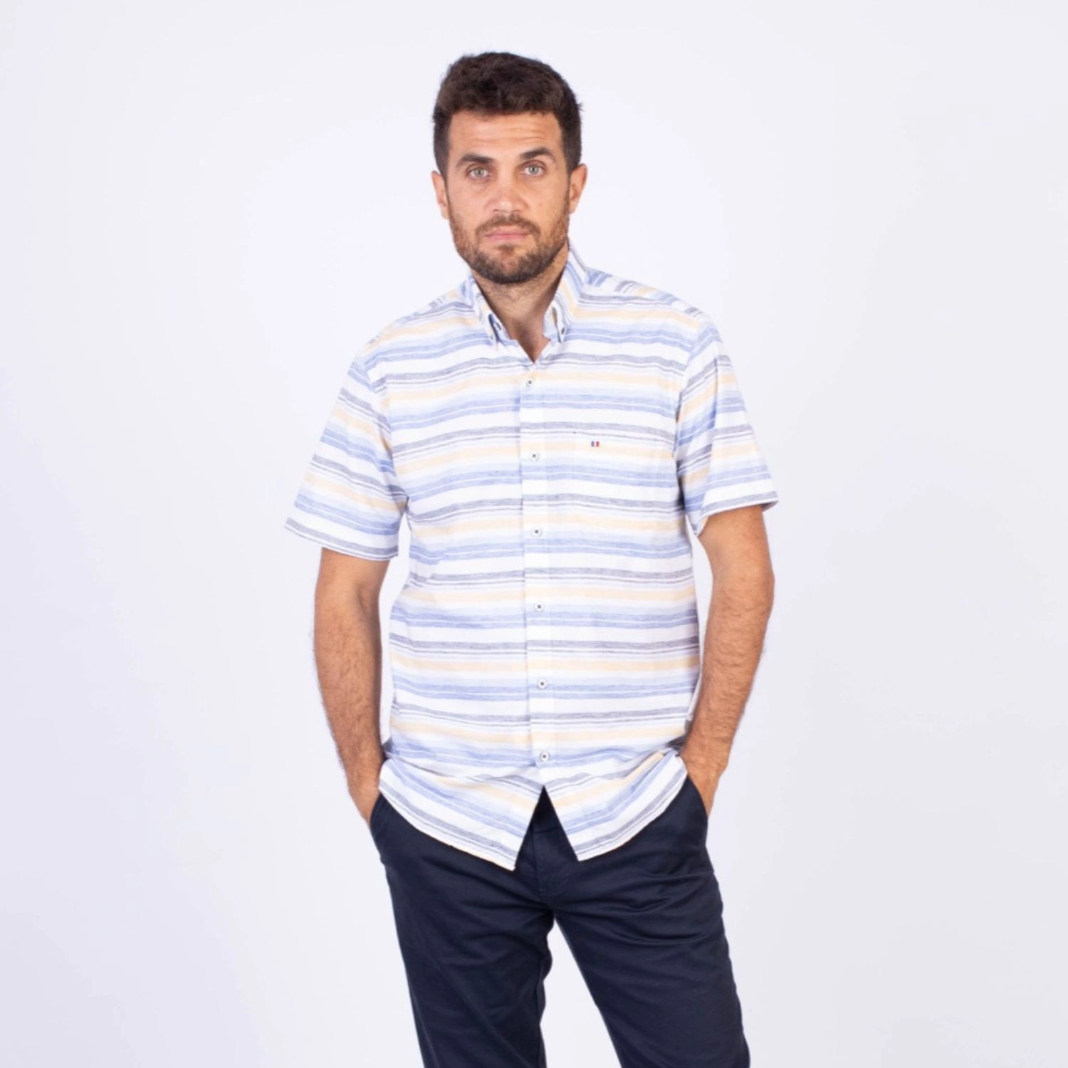 Camisa MC Etiqueta Azul con diseño Francés PC-62635CAA - Imagen 7