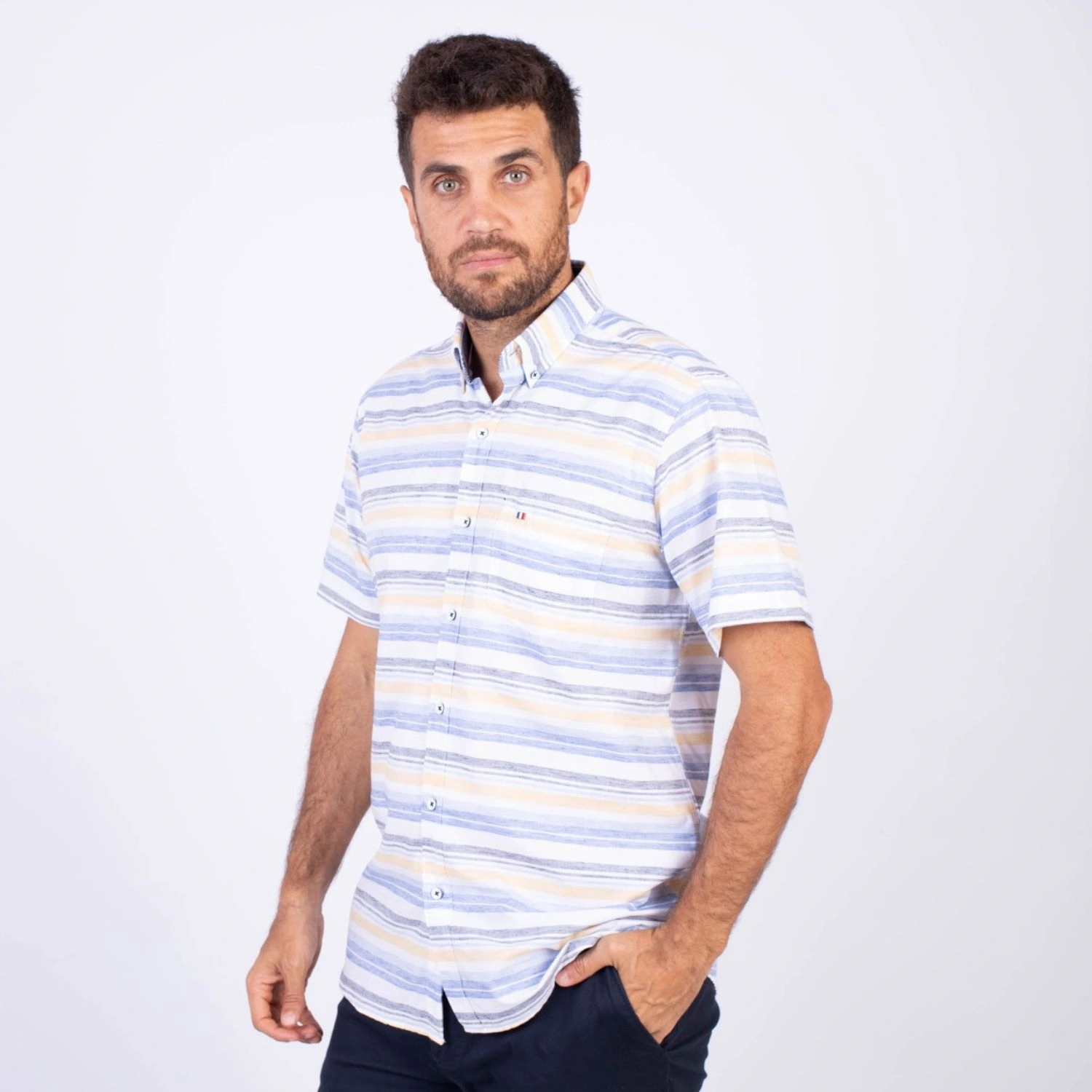 Camisa MC Etiqueta Azul con diseño Francés PC-62635CAA - Imagen 5