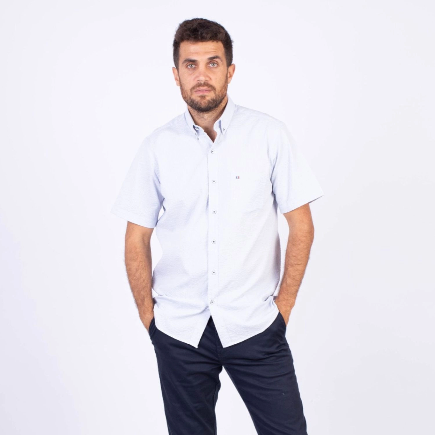 Camisa MC Seersucker Etiqueta Azul PC-62632CAA - Imagen 8