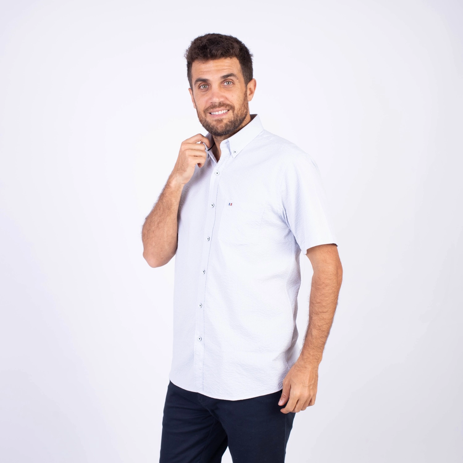 Camisa MC Seersucker Etiqueta Azul PC-62632CAA - Imagen 5