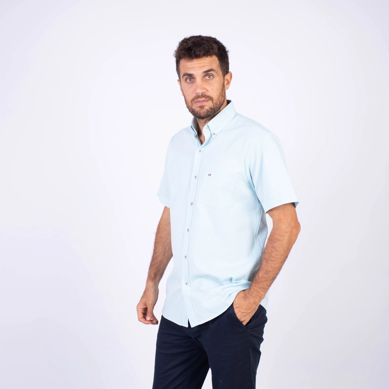 Camisa MC Seersucker Etiqueta Azul PC-62632CAA - Imagen 12