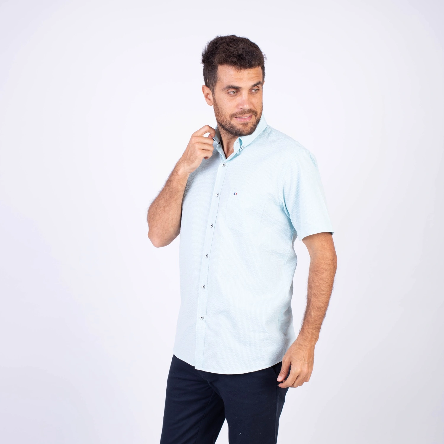 Camisa MC Seersucker Etiqueta Azul PC-62632CAA - Imagen 11