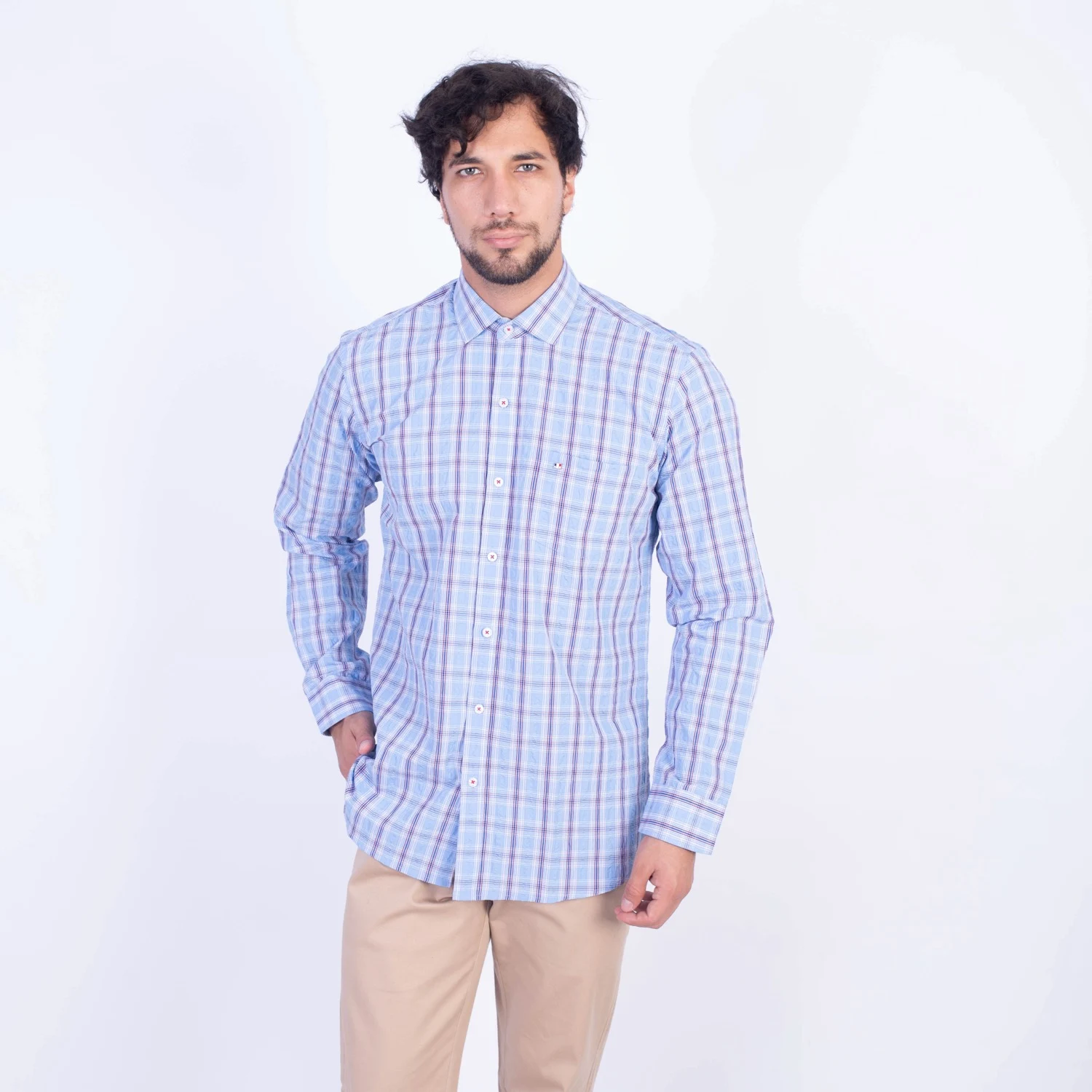 Camisa ML Seersucker Etiqueta Azul PC-62652CA. - Imagen 6