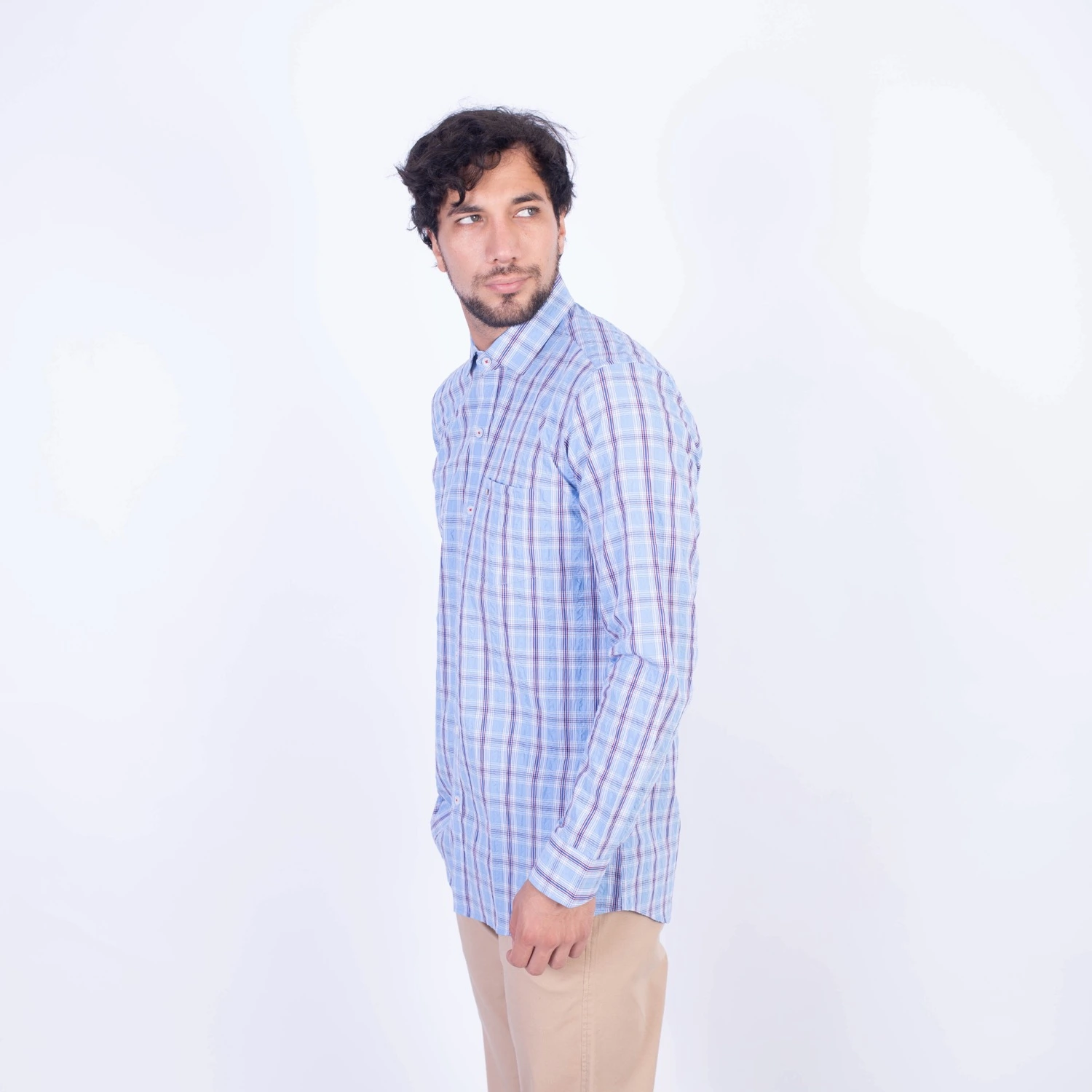 Camisa ML Seersucker Etiqueta Azul PC-62652CA. - Imagen 5