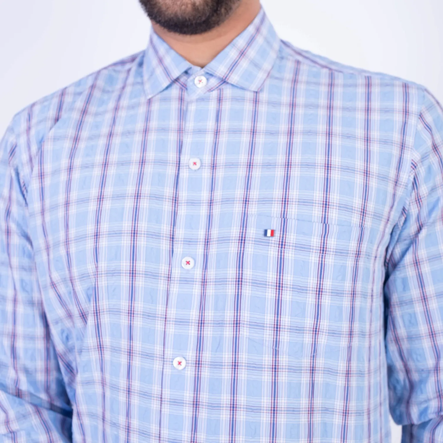 Camisa ML Seersucker Etiqueta Azul PC-62652CA. - Imagen 3