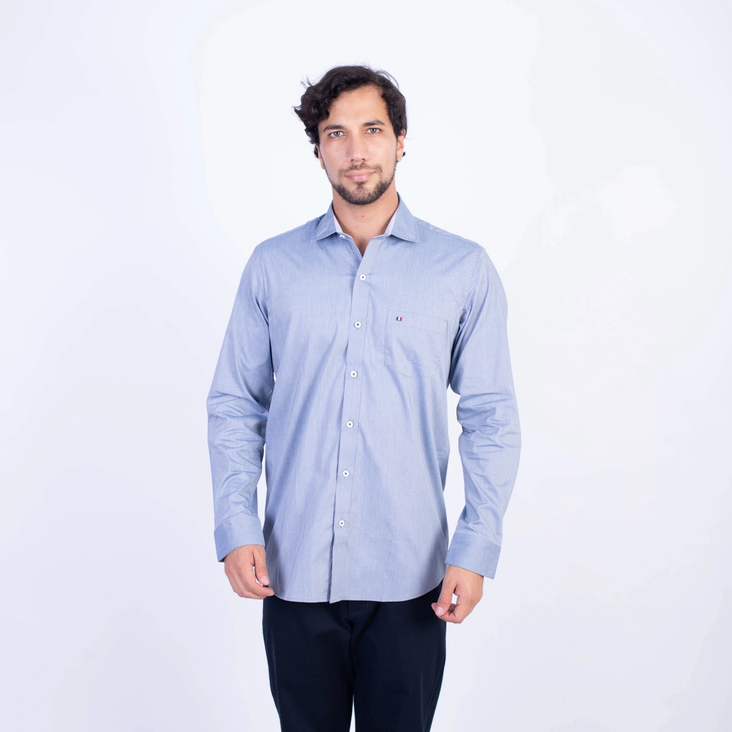 Camisa ML Popelina Etiqueta Azul con diseño frances PC-62650CA - Imagen 10