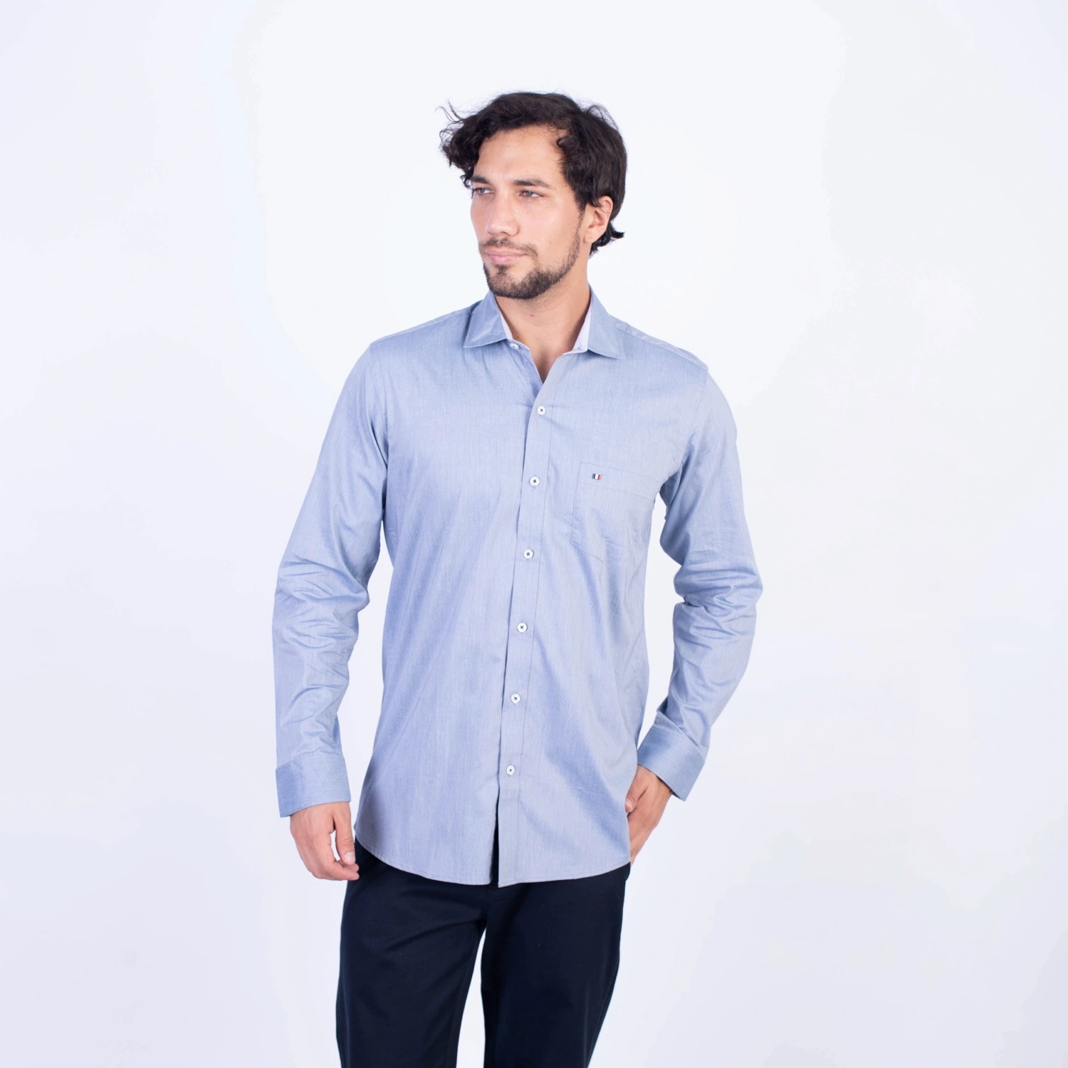 Camisa ML Popelina Etiqueta Azul con diseño frances PC-62650CA - Imagen 12