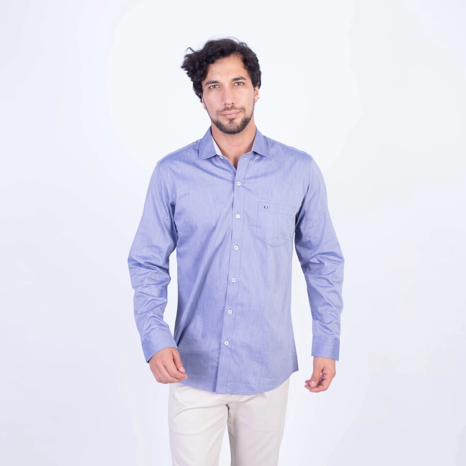 Camisa ML Popelina Etiqueta Azul con diseño frances PC-62650CA - Imagen 16