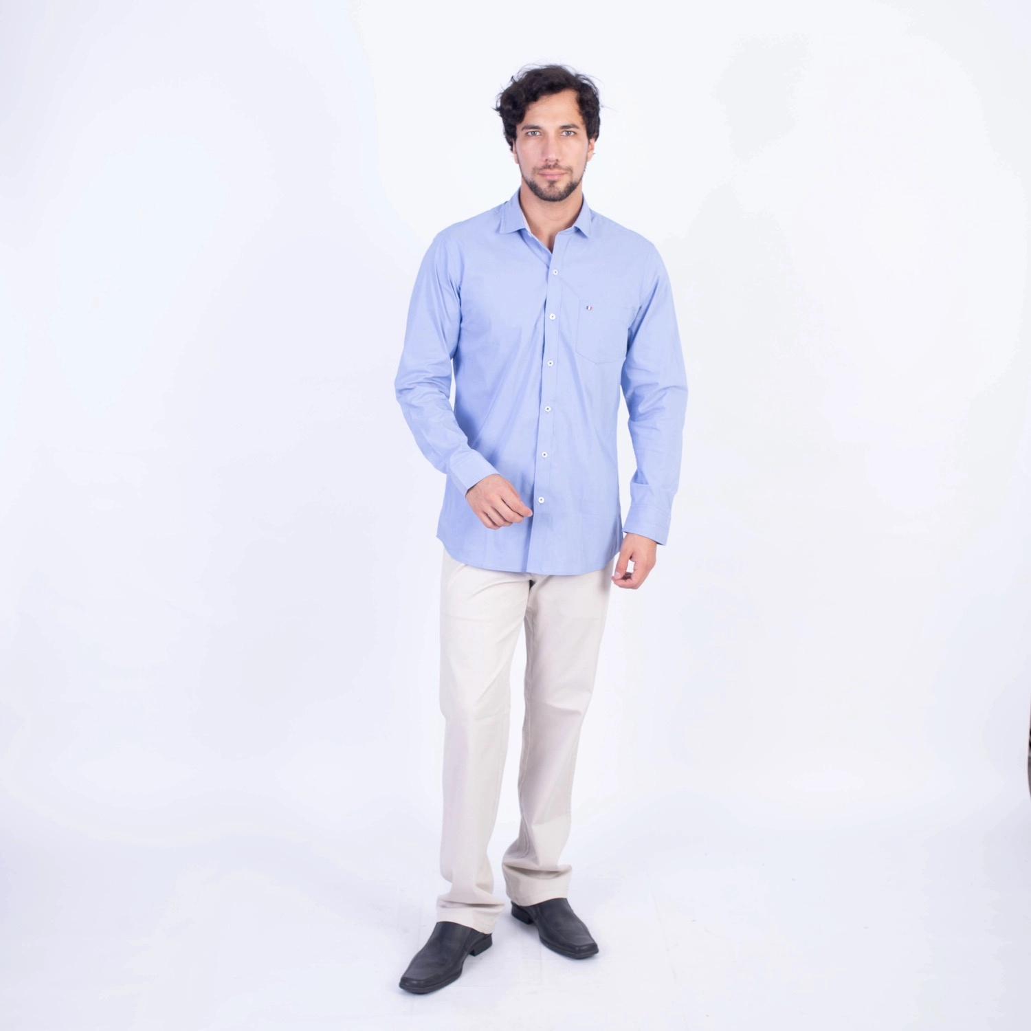 Camisa ML Popelina Etiqueta Azul con diseño frances PC-62650CA - Imagen 7