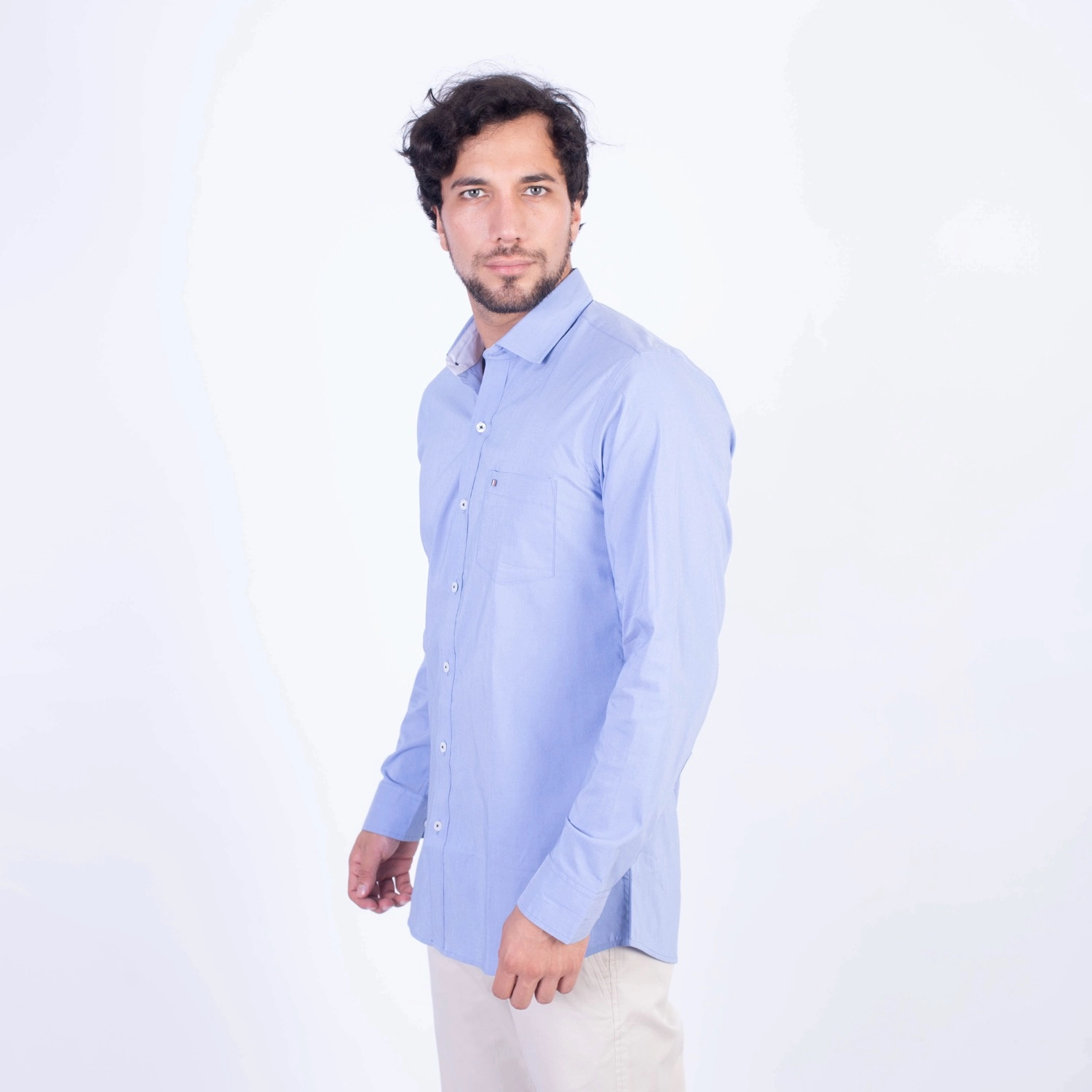 Camisa ML Popelina Etiqueta Azul con diseño frances PC-62650CA - Imagen 2