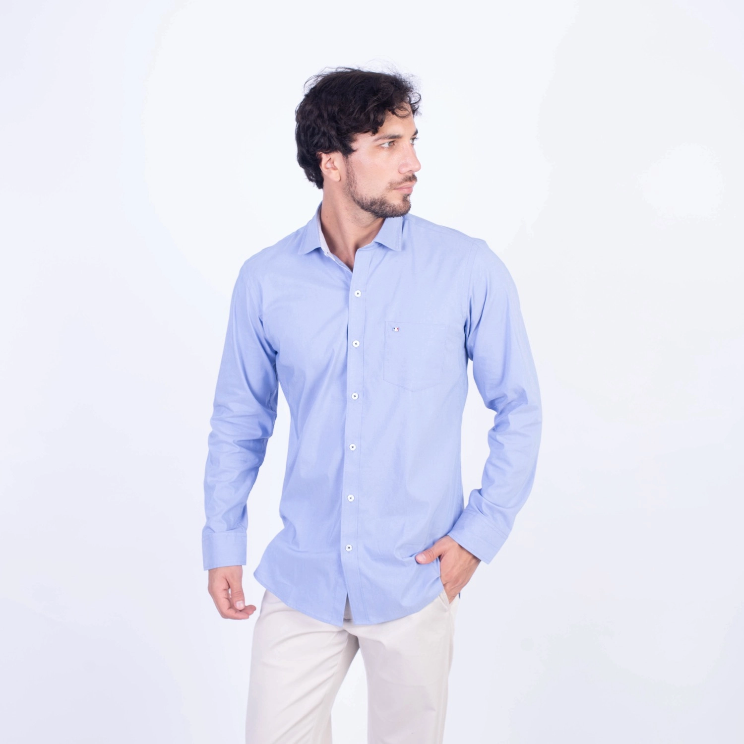 Camisa ML Popelina Etiqueta Azul con diseño frances PC-62650CA - Imagen 5