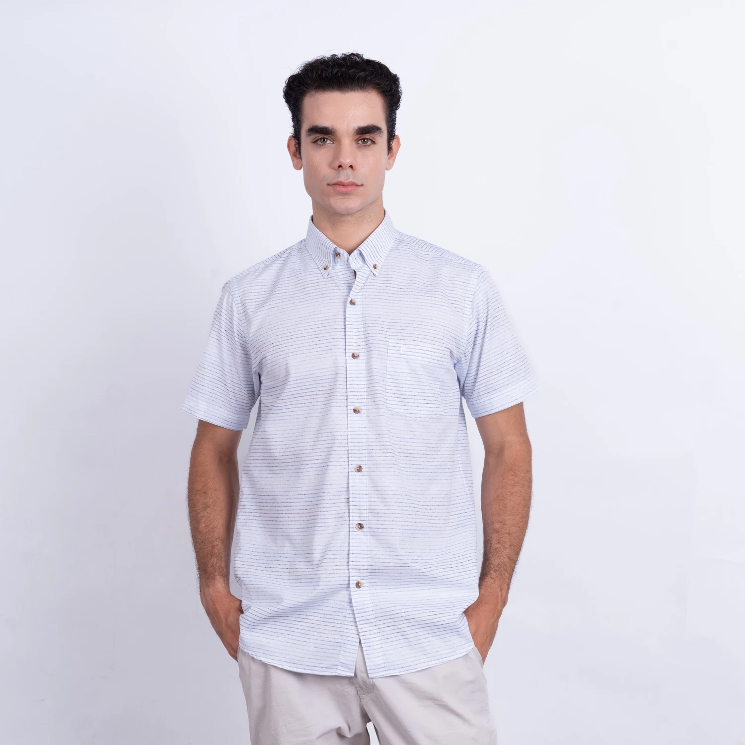 Camisa MC Etiqueta Linen Collection con diseño Francés PC-62431CA - Imagen 8