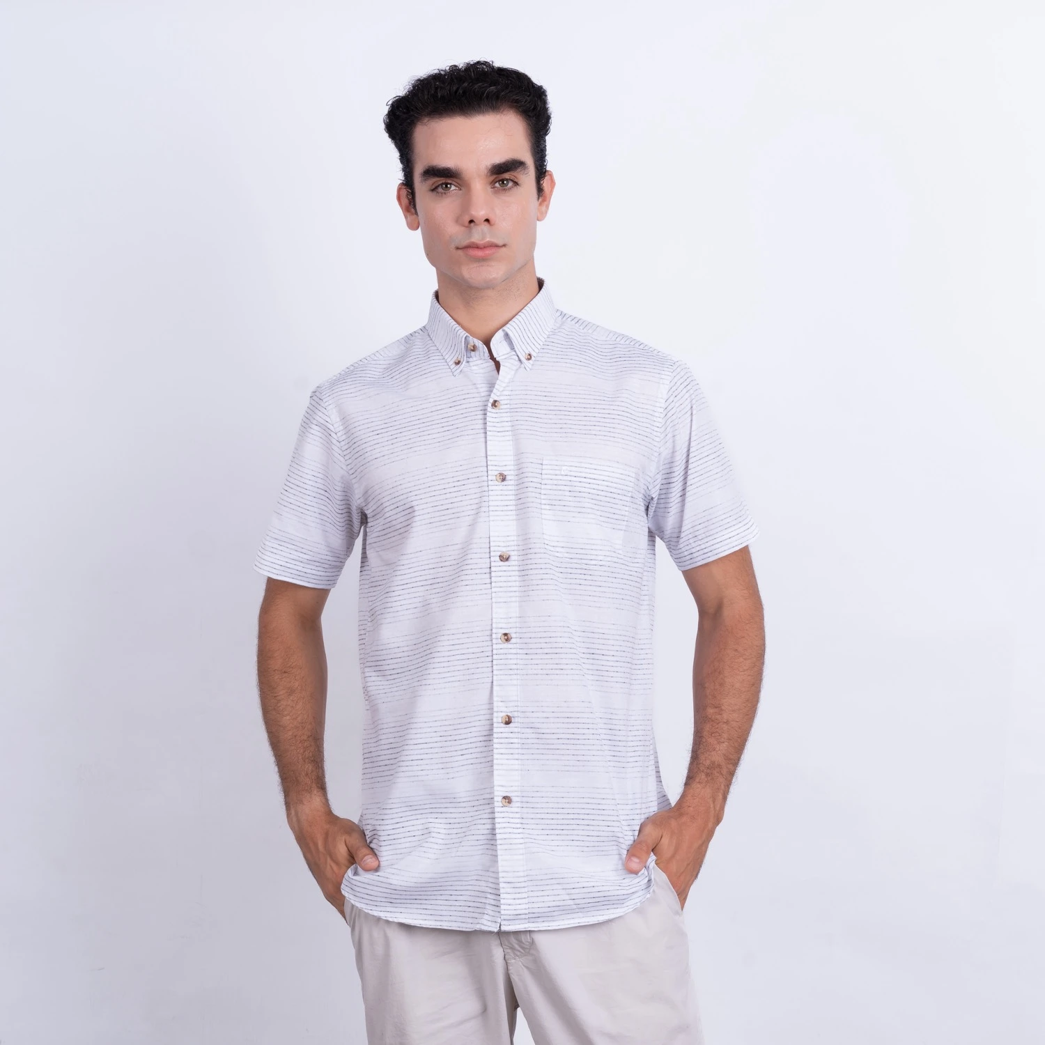 Camisa MC Etiqueta Linen Collection con diseño Francés PC-62431CA - Imagen 4