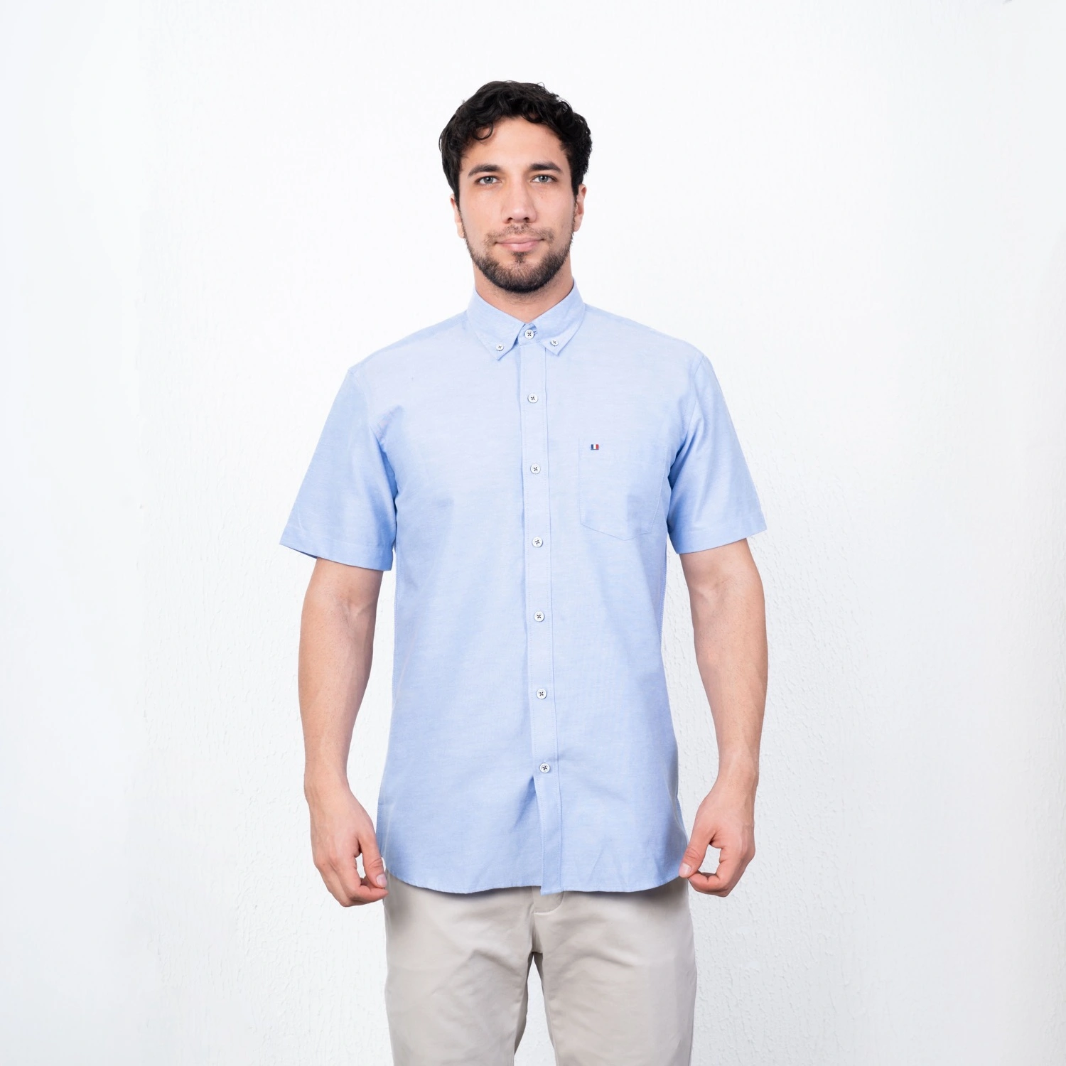 Camisa Oxford MC Etiqueta Azul con diseño Francés PC-62606CA - Imagen 2