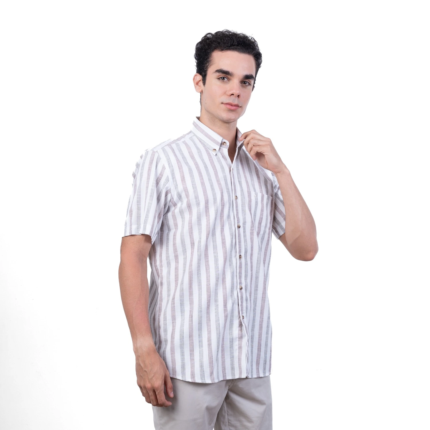 Camisa MC Etiqueta Linen Collection con diseño Francés PC-62420CA - Imagen 2