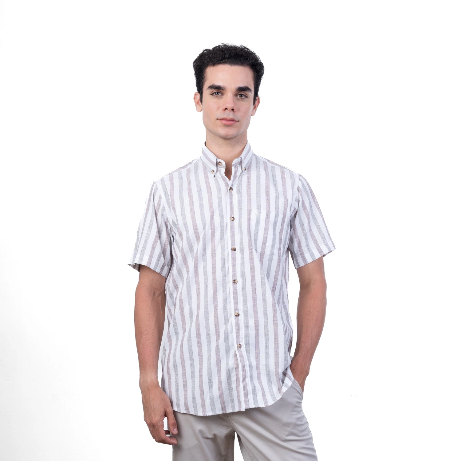 Camisa MC Etiqueta Linen Collection con diseño Francés PC-62420CA - Imagen 4