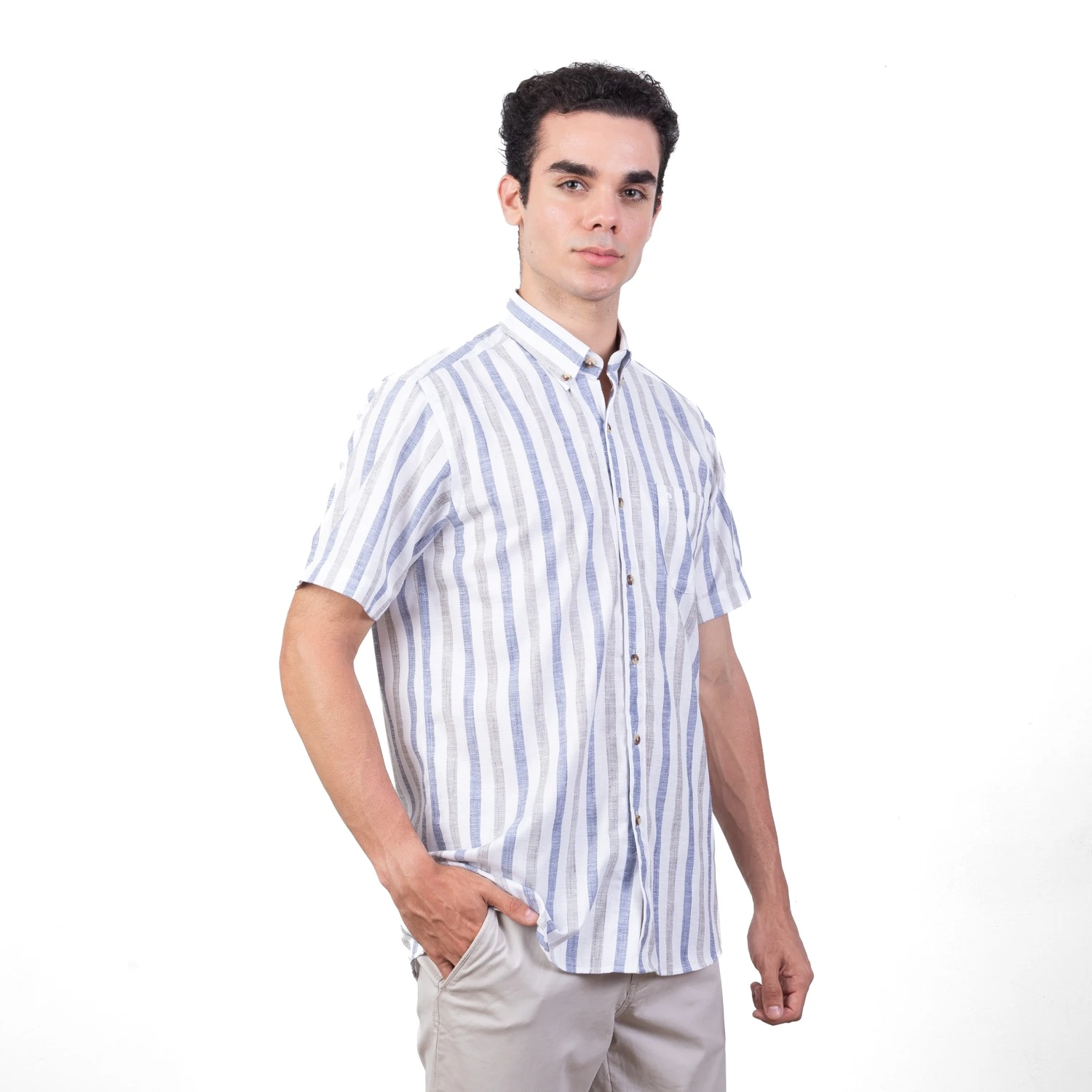 Camisa MC Etiqueta Linen Collection con diseño Francés PC-62420CA - Imagen 7