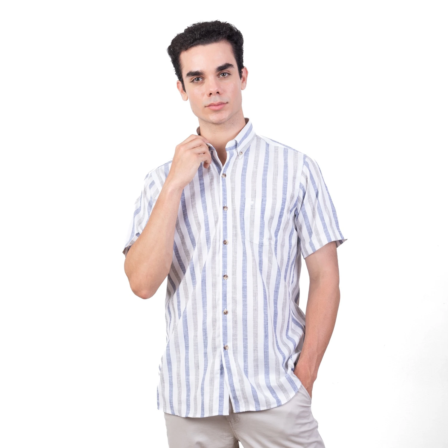 Camisa MC Etiqueta Linen Collection con diseño Francés PC-62420CA - Imagen 8