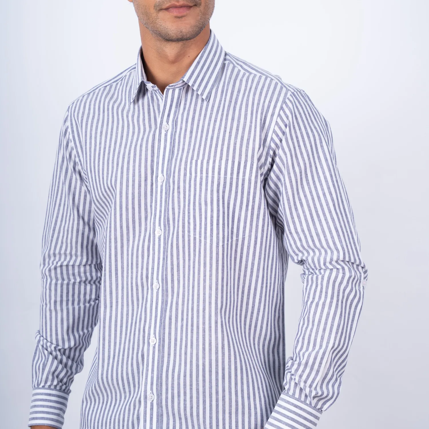 Camisa ML con Cuello Frances Etiqueta Puro Lino Italy PC-63809CAA - Imagen 5