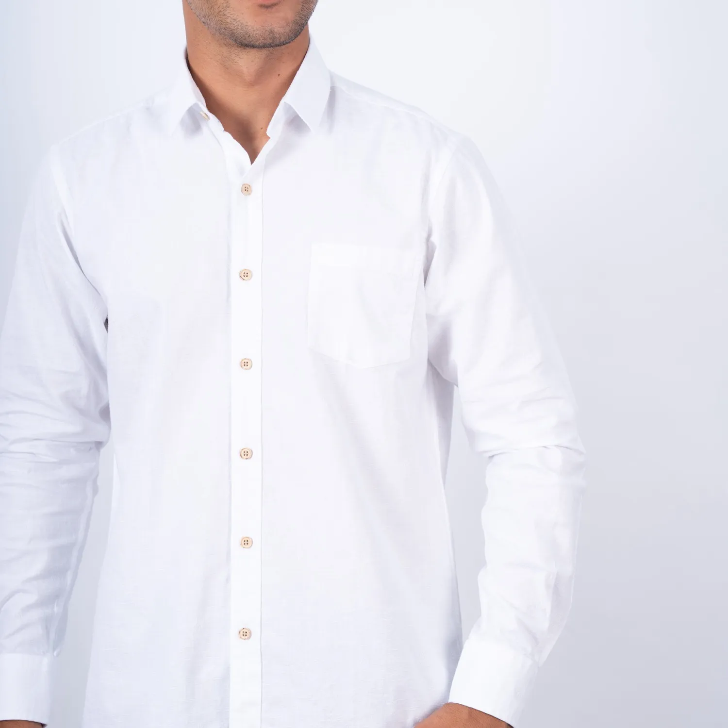 Camisa ML Sport con Cuello Frances Etiqueta Puro Lino Italy PC-63802CA - Imagen 6
