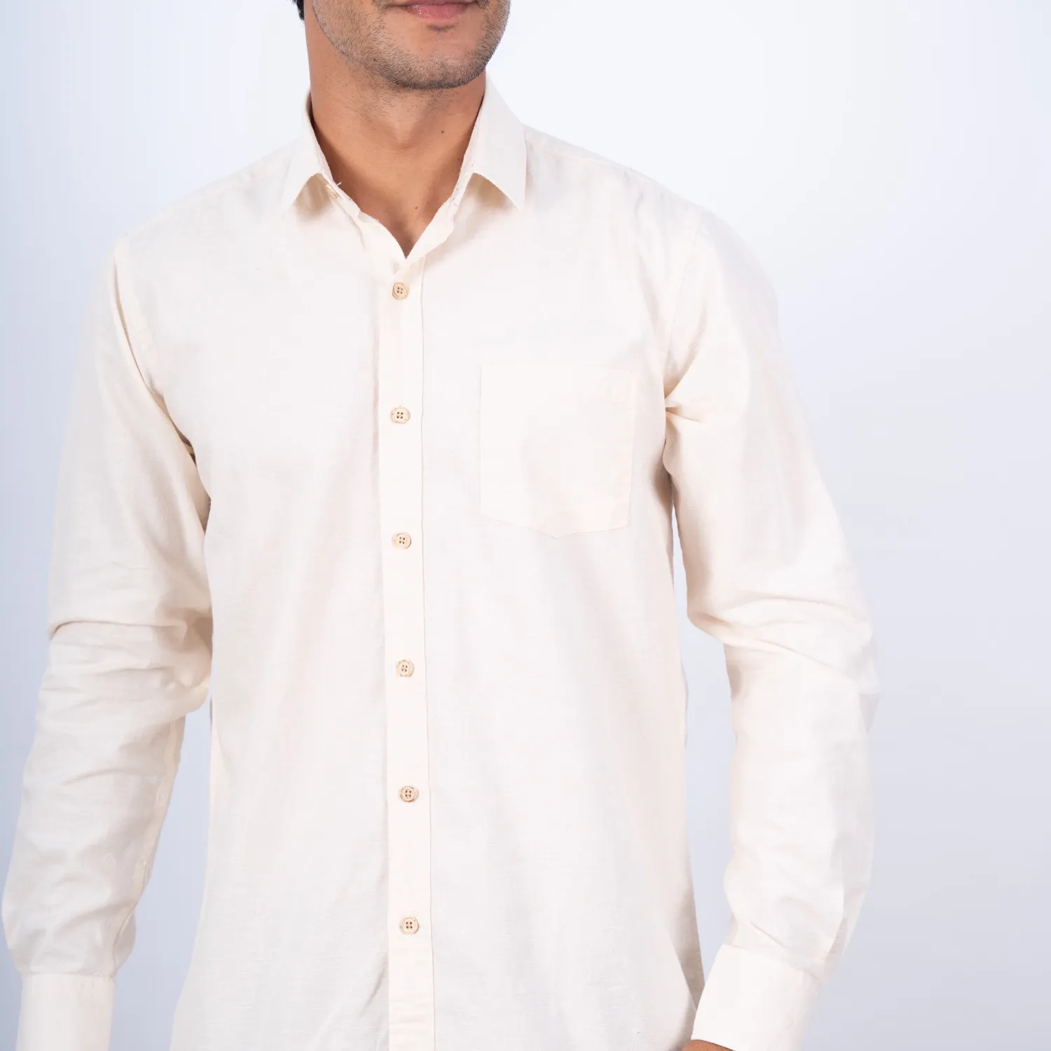 Camisa ML Sport con Cuello Frances Etiqueta Puro Lino Italy PC-63802CA - Imagen 2