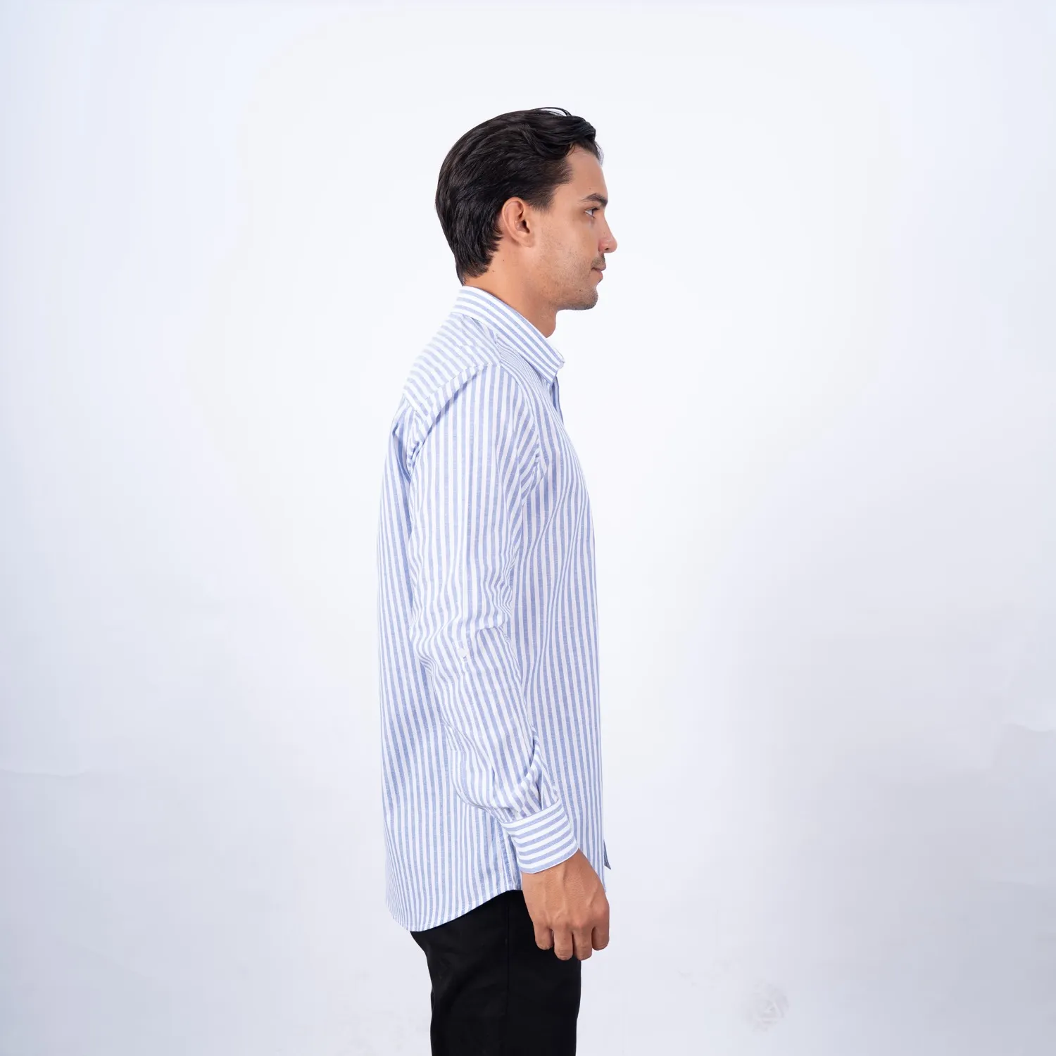 Camisa ML con Cuello Frances Etiqueta Puro Lino Italy PC-63809CAA - Imagen 3
