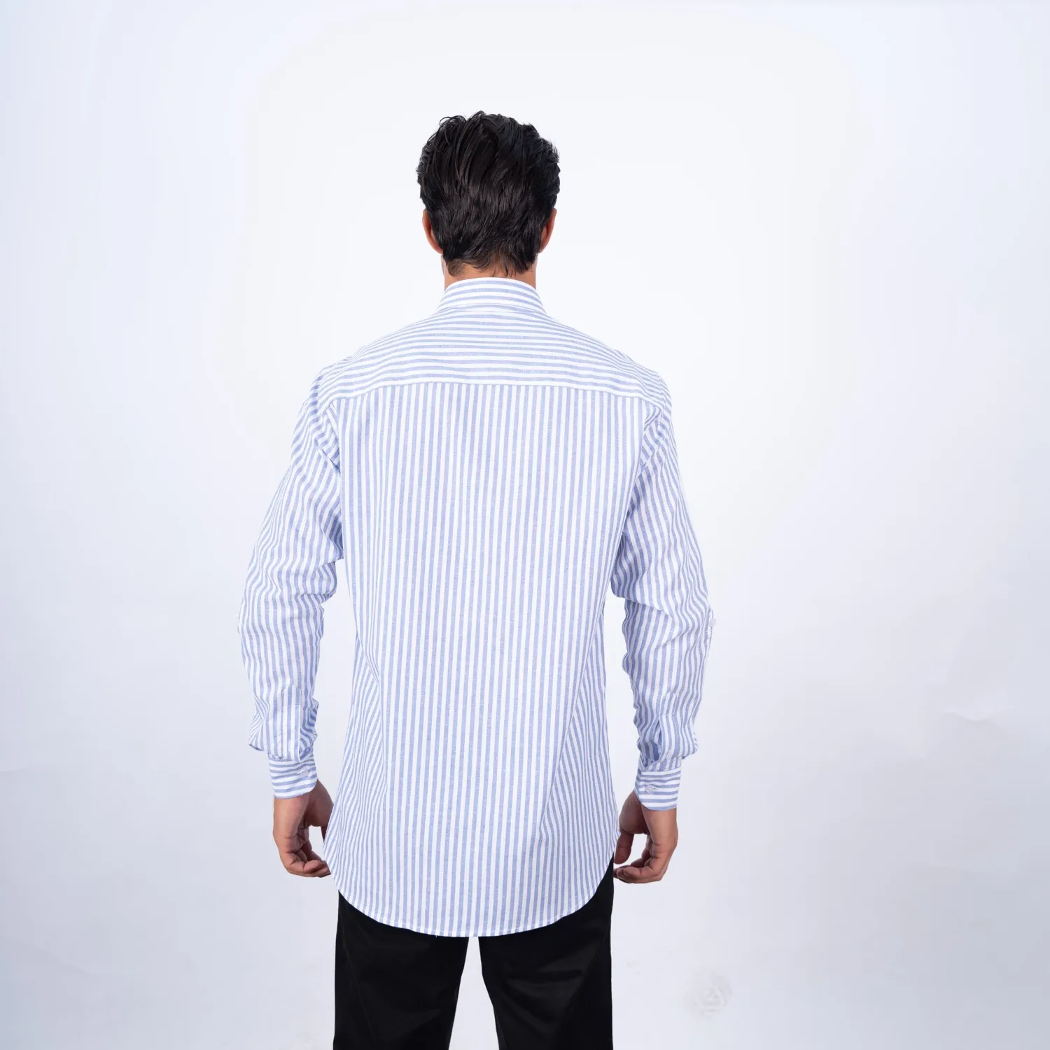 Camisa ML con Cuello Frances Etiqueta Puro Lino Italy PC-63809CAA - Imagen 4