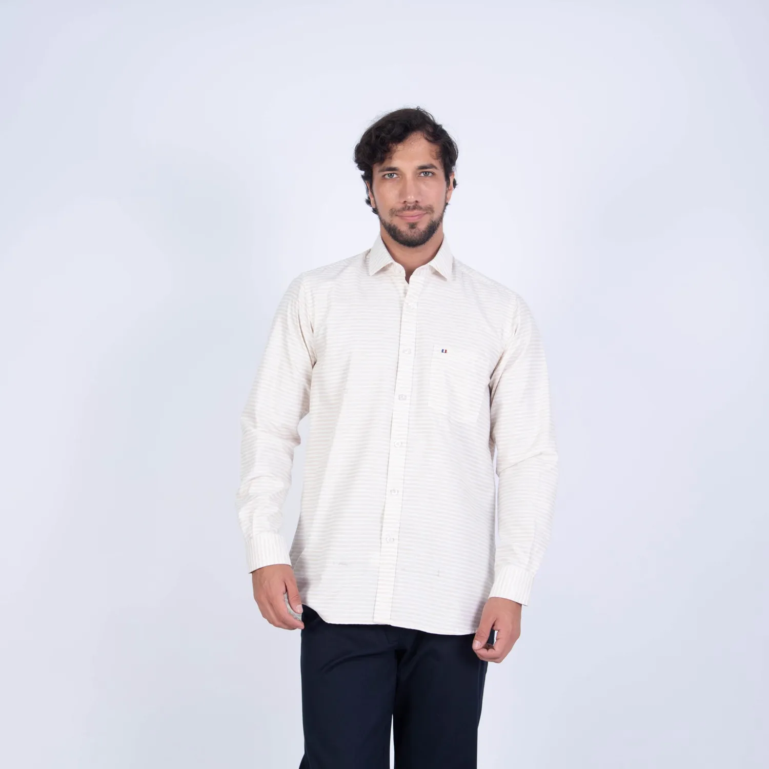 Camisa ML Sport con Cuello Frances Etiqueta Puro Lino Italy PC-63800CAA - Imagen 8