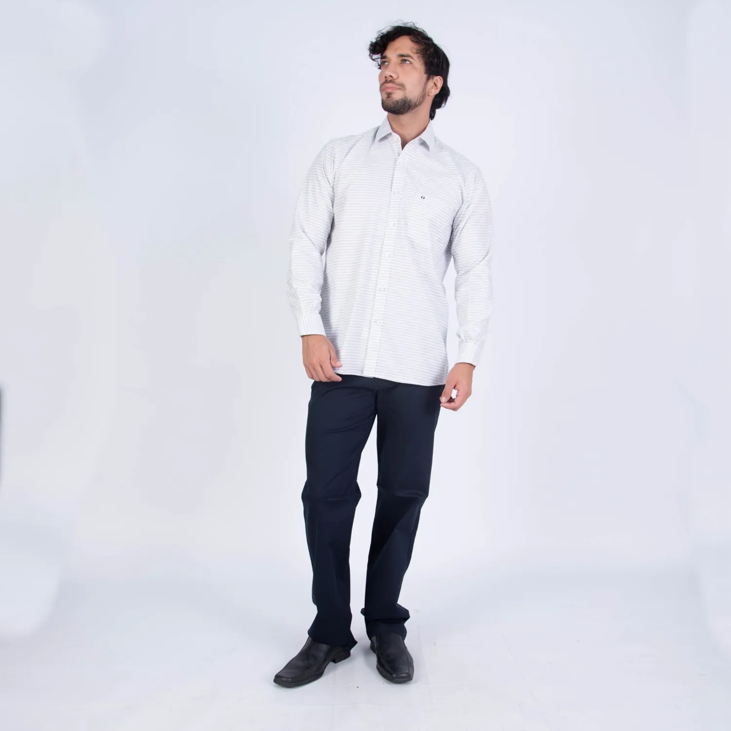 Camisa ML Sport con Cuello Frances Etiqueta Puro Lino Italy PC-63800CAA - Imagen 6