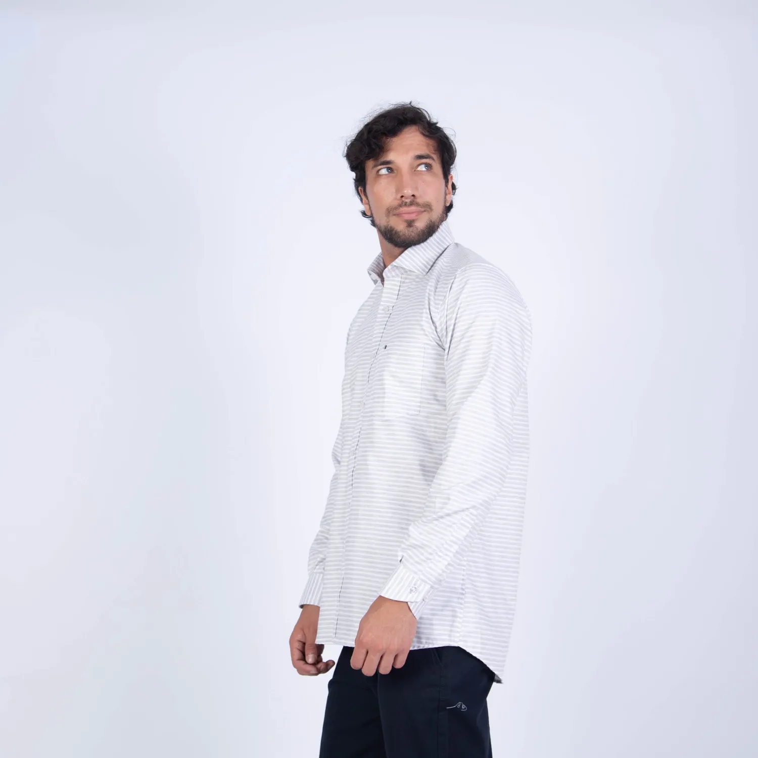 Camisa ML Sport con Cuello Frances Etiqueta Puro Lino Italy PC-63800CAA - Imagen 3