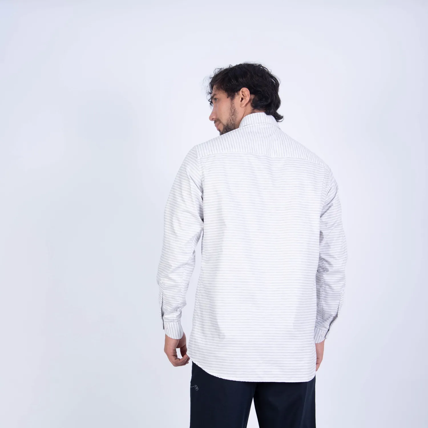 Camisa ML Sport con Cuello Frances Etiqueta Puro Lino Italy PC-63800CAA - Imagen 4