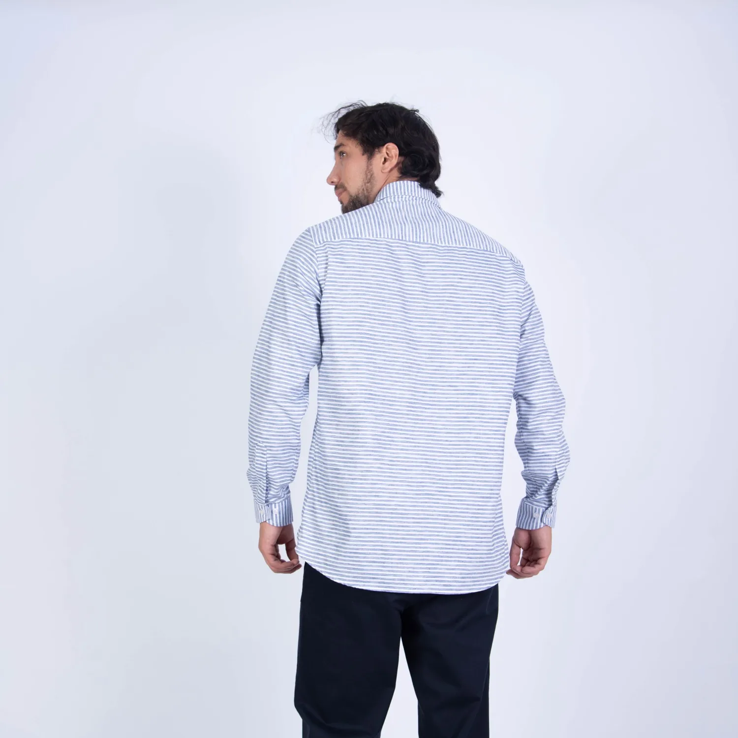 Camisa ML Sport con Cuello Frances Etiqueta Puro Lino Italy PC-63800CAA - Imagen 15