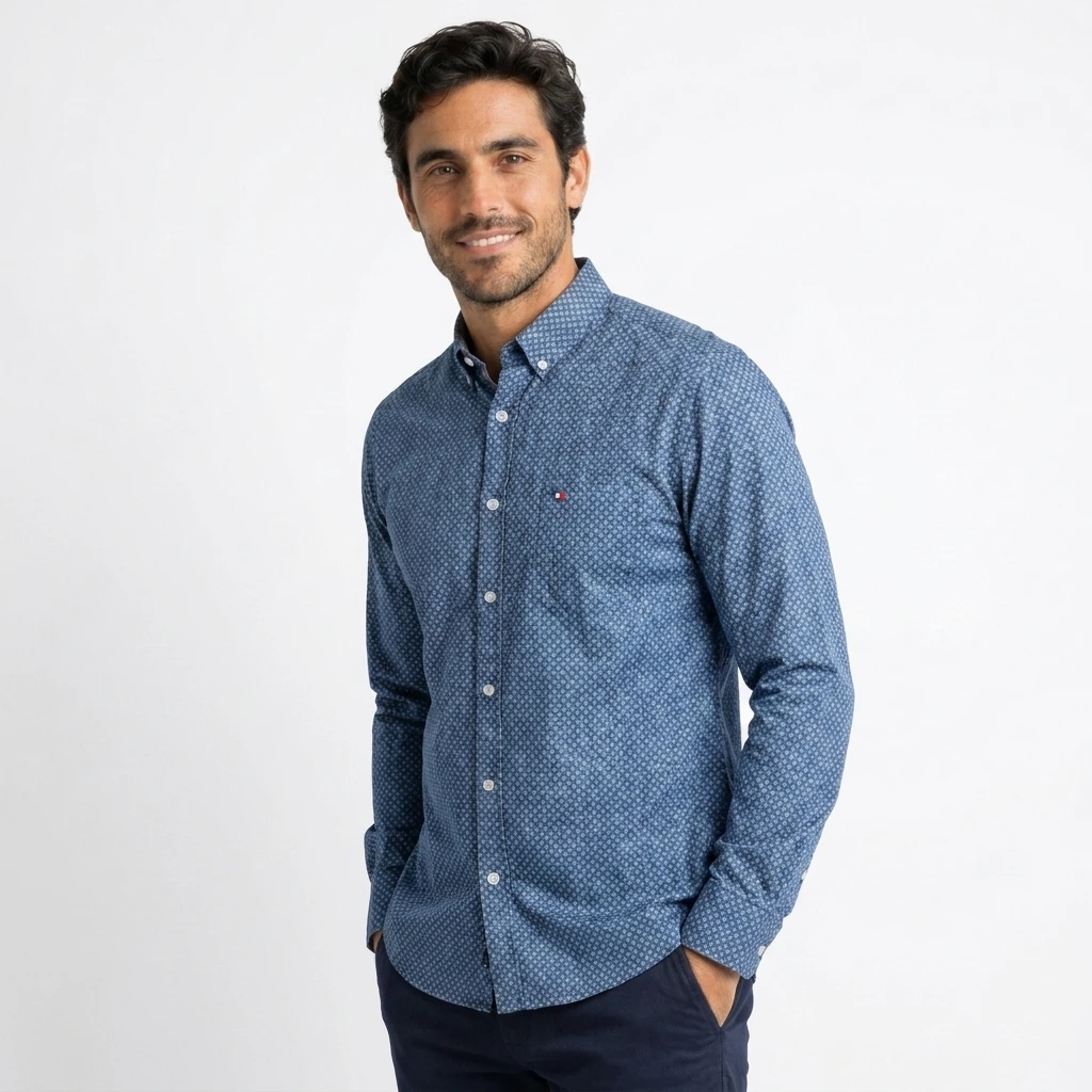 Camisa ML Estampada Etiqueta Azul con diseño Francés PC-63613CA - Imagen 3