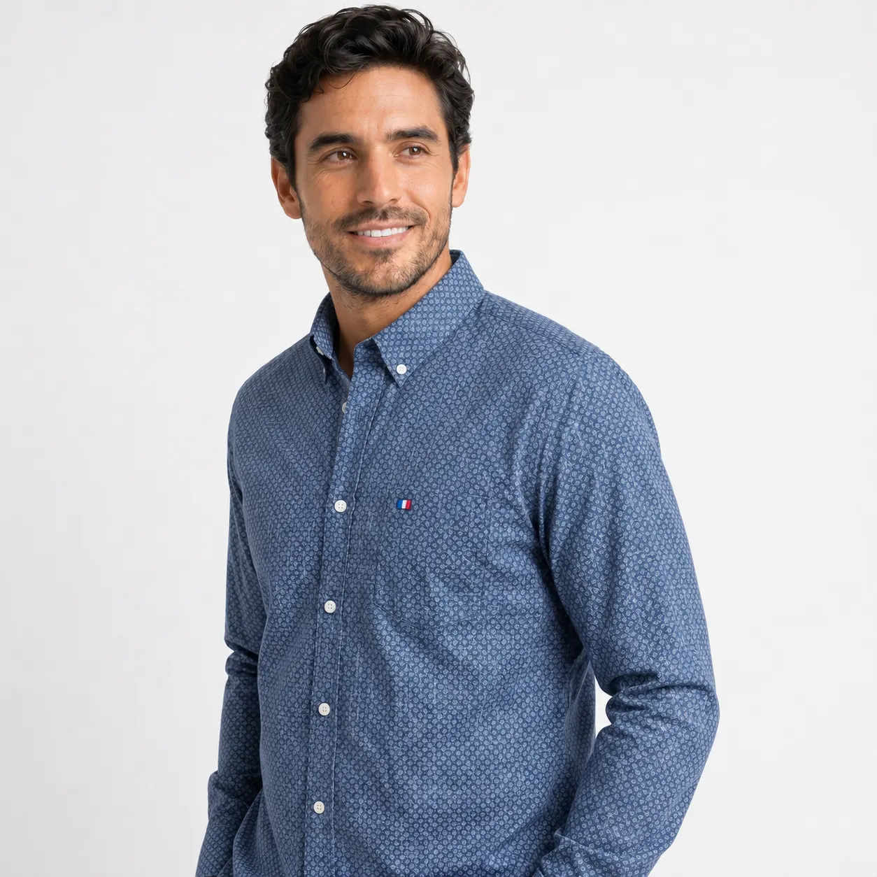 Camisa ML Estampada Etiqueta Azul con diseño Francés PC-63613CA - Imagen 4
