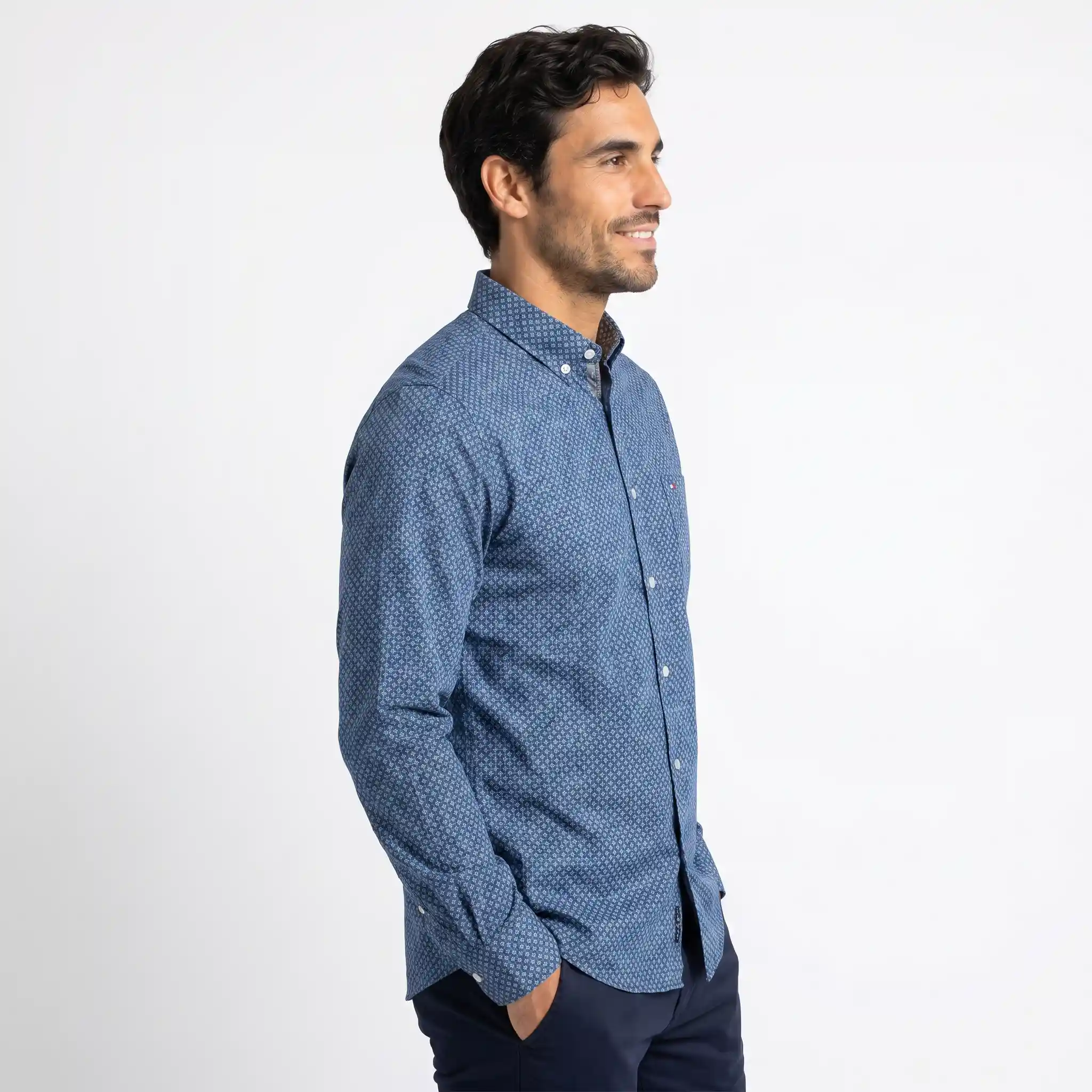 Camisa ML Estampada Etiqueta Azul con diseño Francés PC-63613CA - Imagen 5