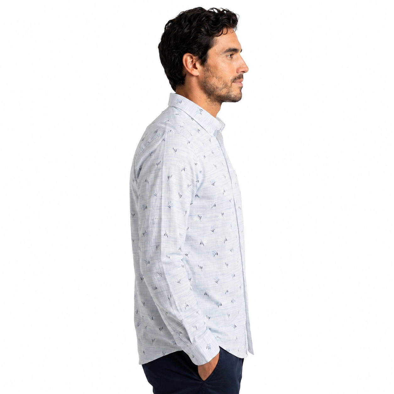Camisa ML Estampada Etiqueta Azul con diseño Francés PC-63614CA - Imagen 4
