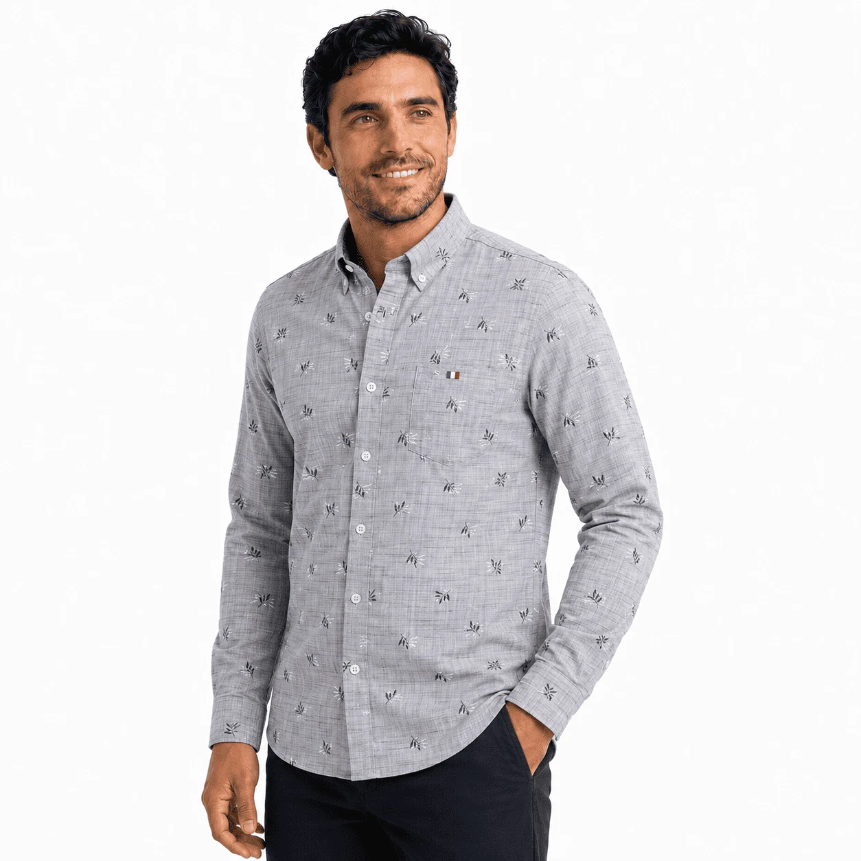 Camisa ML Estampada Etiqueta Azul con diseño Francés PC-63614CA - Imagen 7