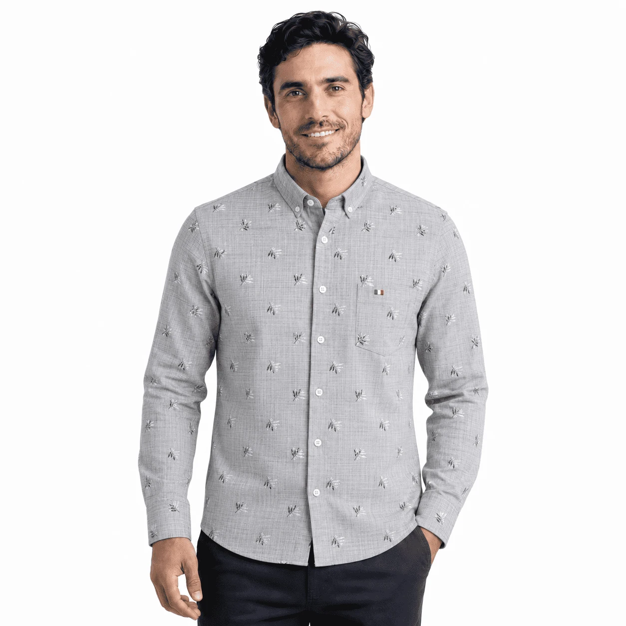 Camisa ML Estampada Etiqueta Azul con diseño Francés PC-63614CA - Imagen 6